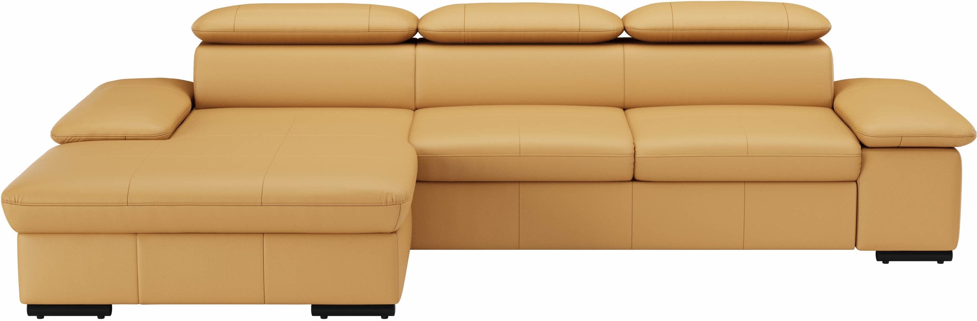 SIT & MORE Ecksofa Alcudia L-Form Curry Gelb Naturleder