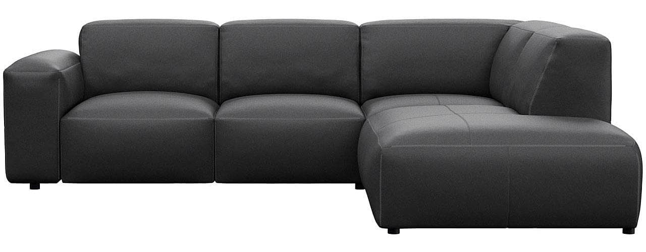 Flexlux Ecksofa Lucera L-Form Schwarz 100% Echteder
