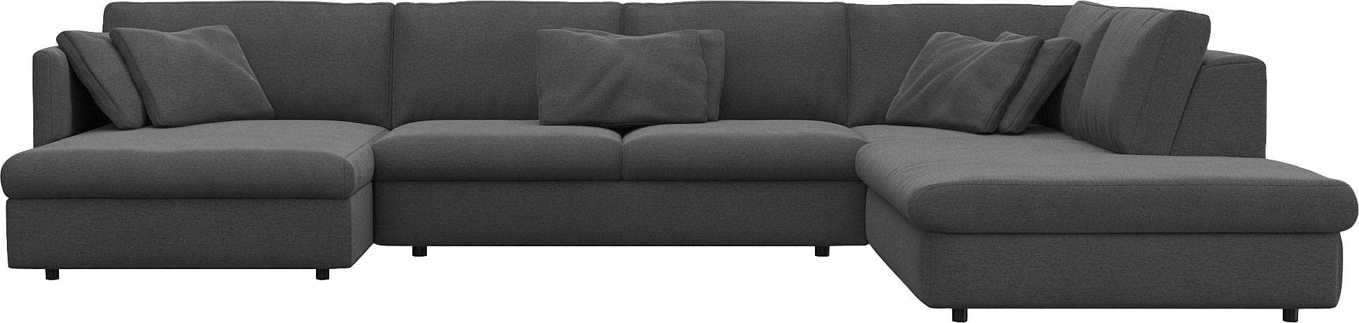 FLEXLUX Wohnlandschaft Lovane U-Form Grau Chenille