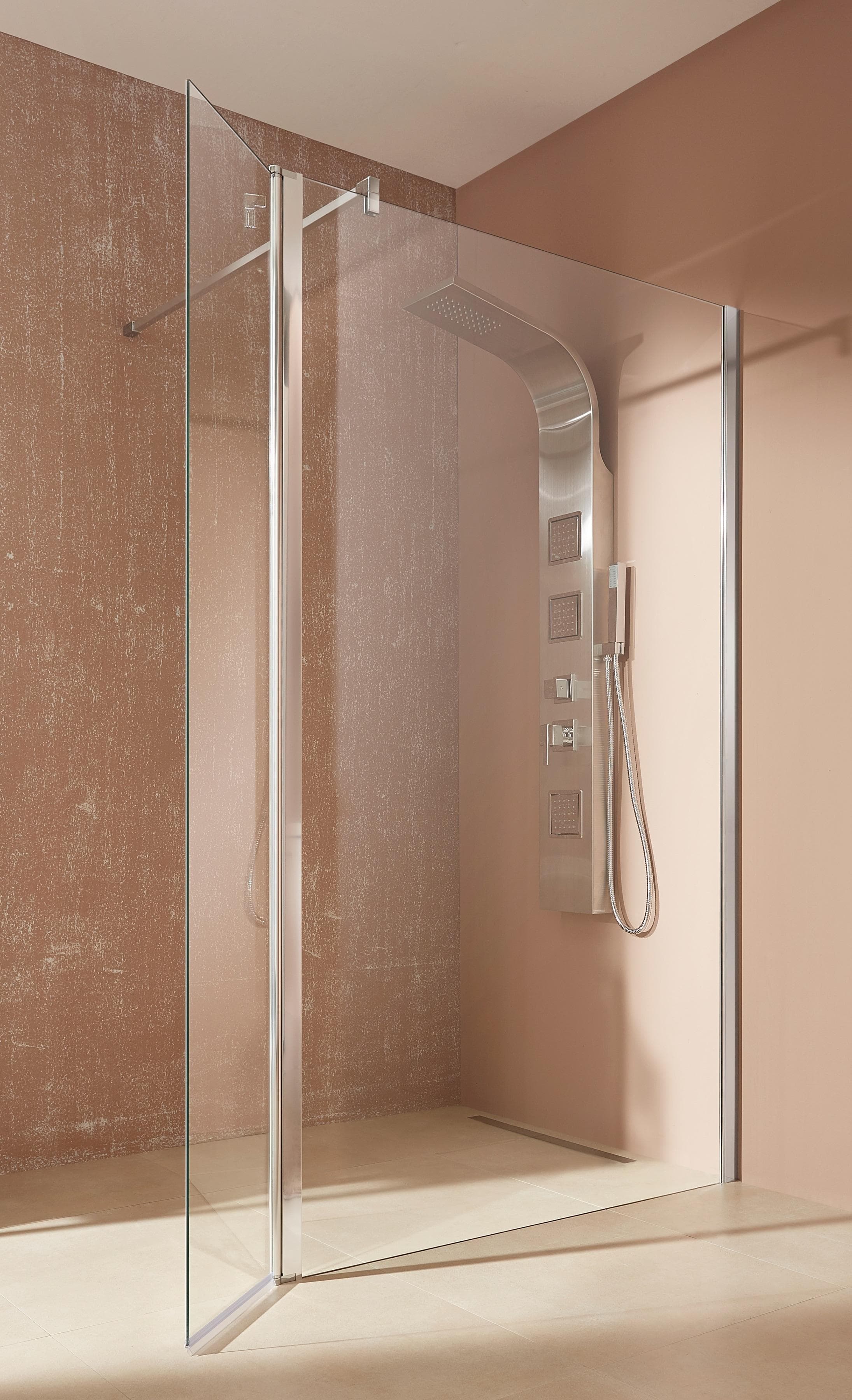 WELLTIME Walk-in-Dusche Mailand 120cm Chrom Glas