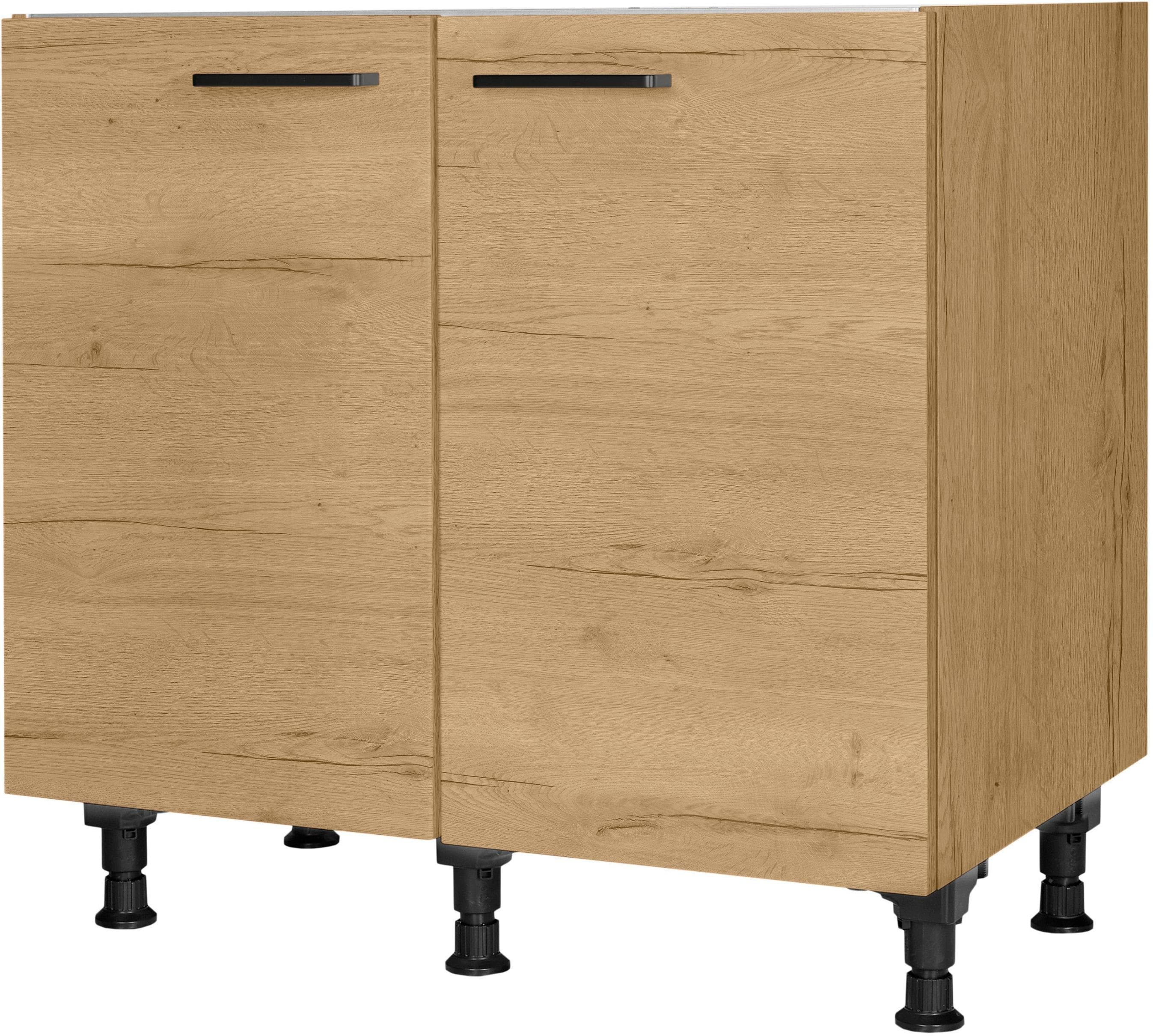 nobilia Spülenschrank Structura Braun Vormontiert