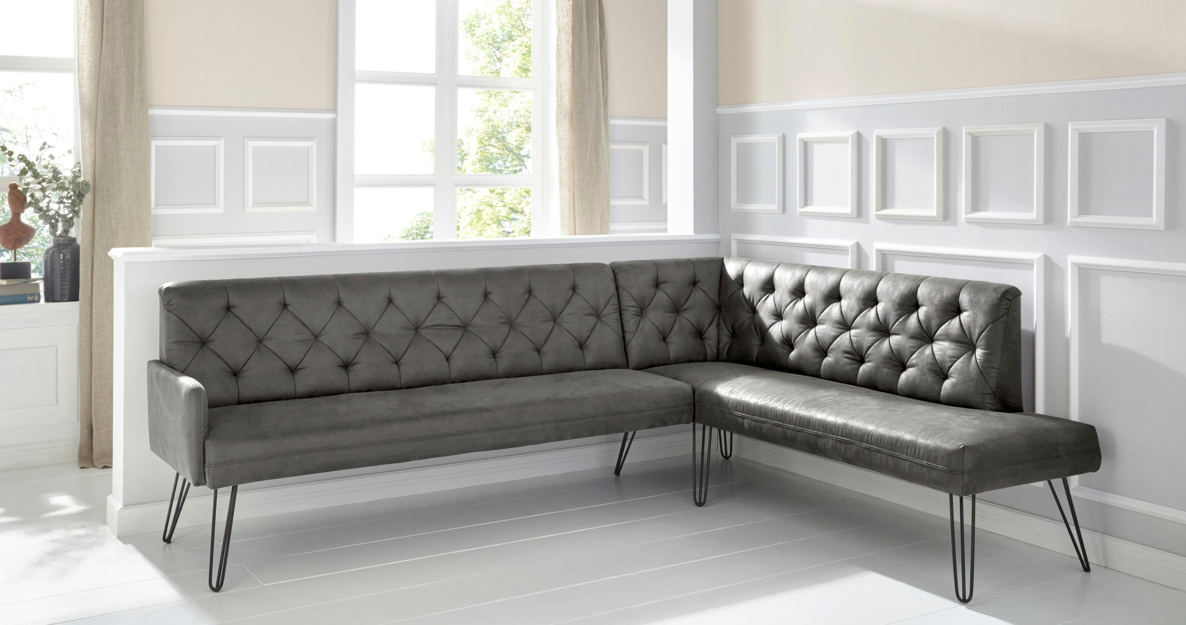 EXXPO Eckbank Doppio Chesterfield Optik Anthrazit