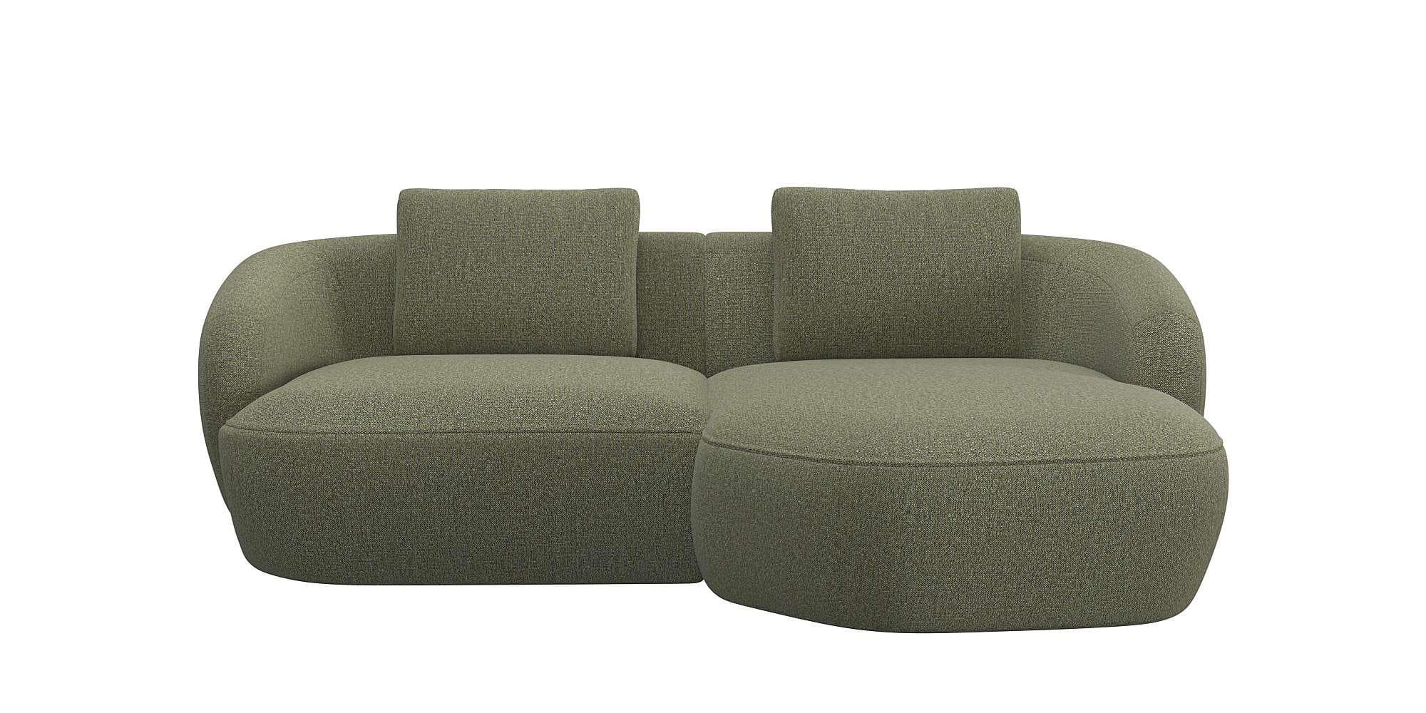 FLEXLUX Wohnlandschaft Torino Grün L-Form mit Recamiere