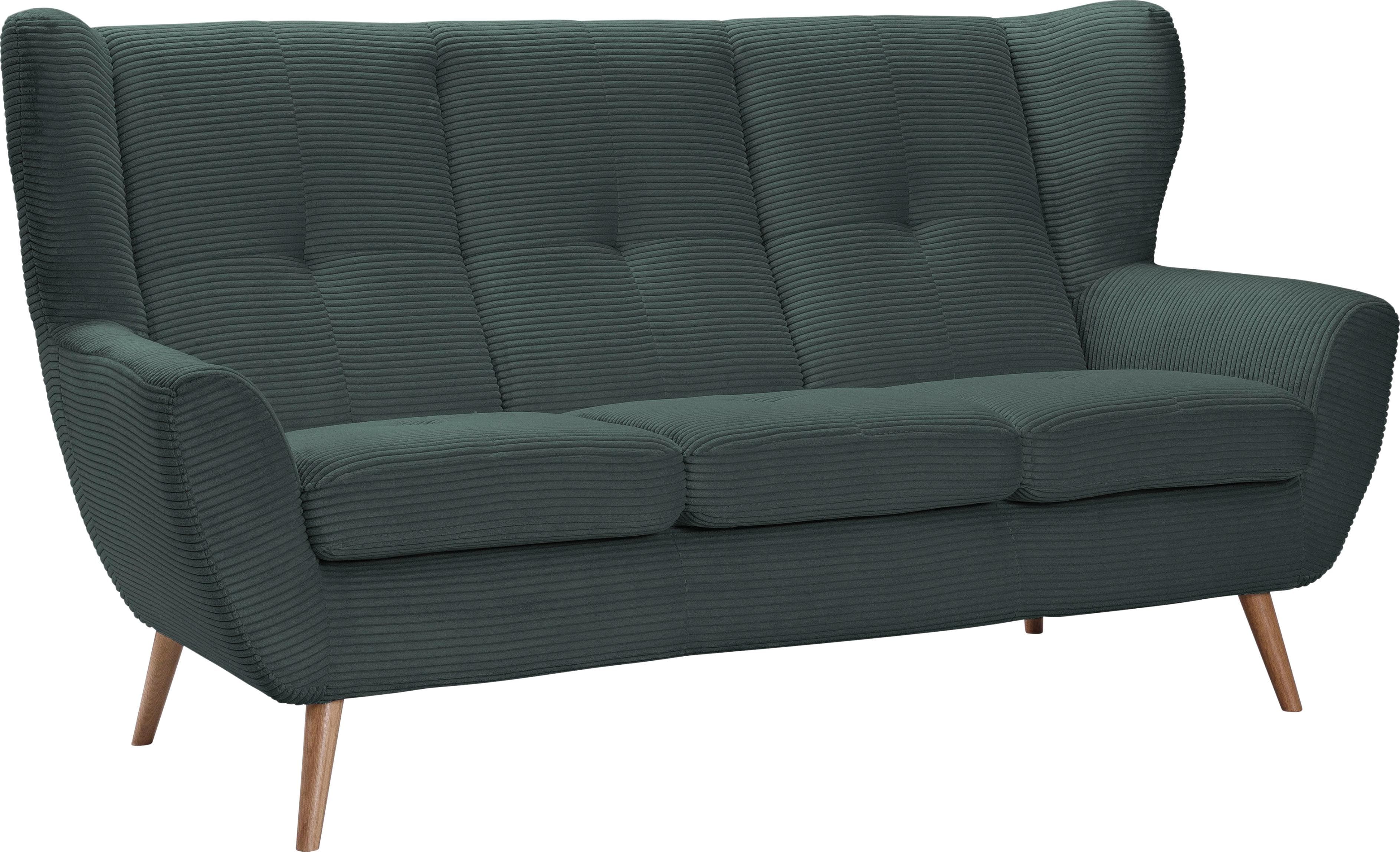 EXXPO Alvesta 3-Sitzer Sofa Cord Braun Holzfüße