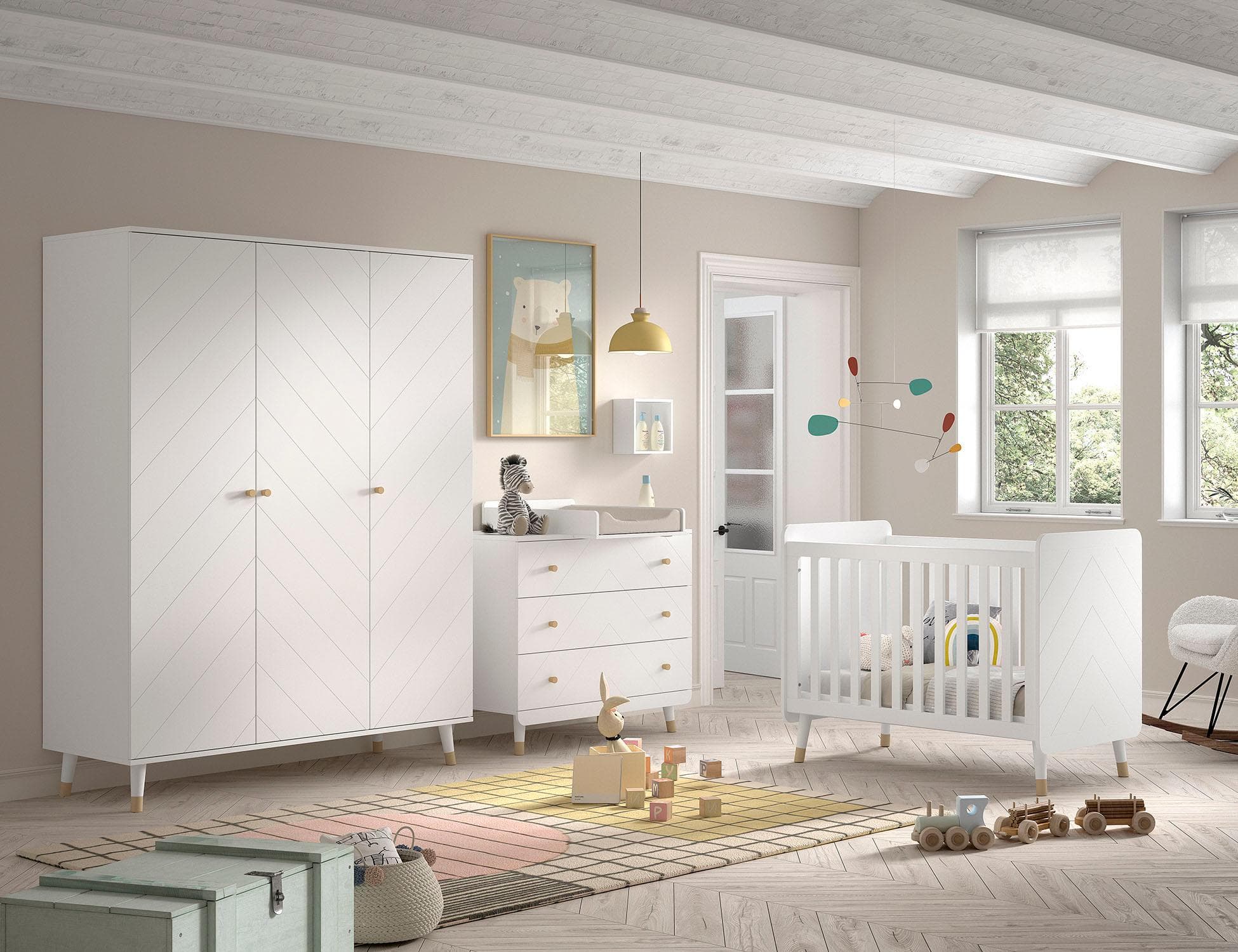 Vipack Babymöbel-Set 4-tlg. Weiß Satin MDF