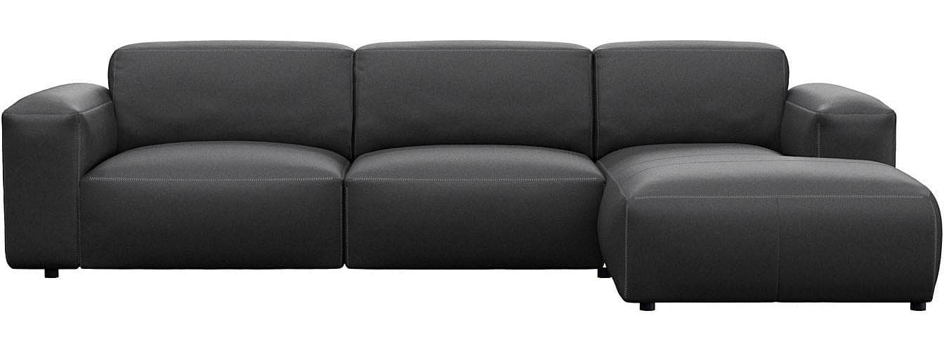 Ecksofa Lucera Flexlux Schwarz Echtleder L-Form Chaiselongue