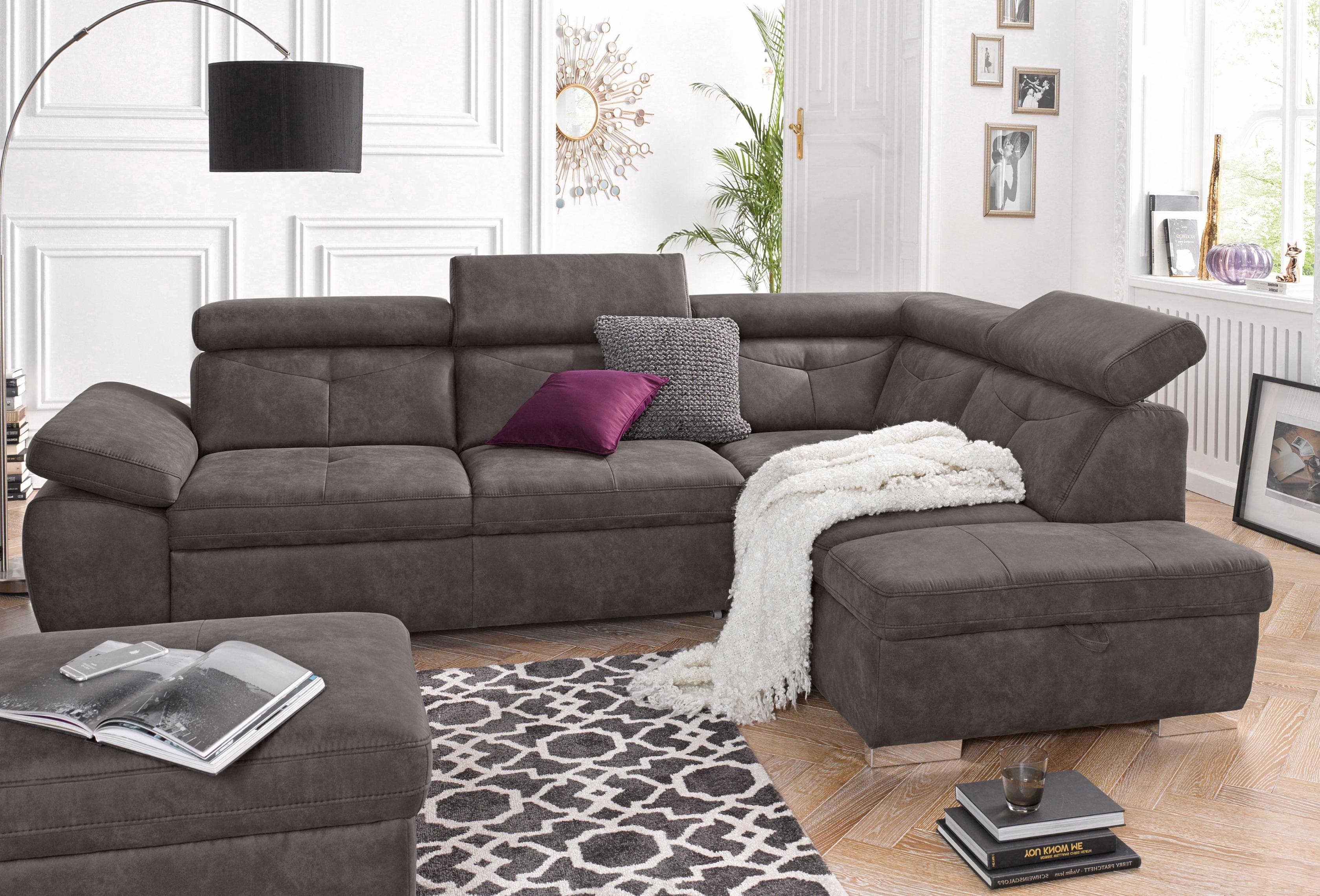 EXXPO Ecksofa Spring mit Bettfunktion und Verstellfunktion