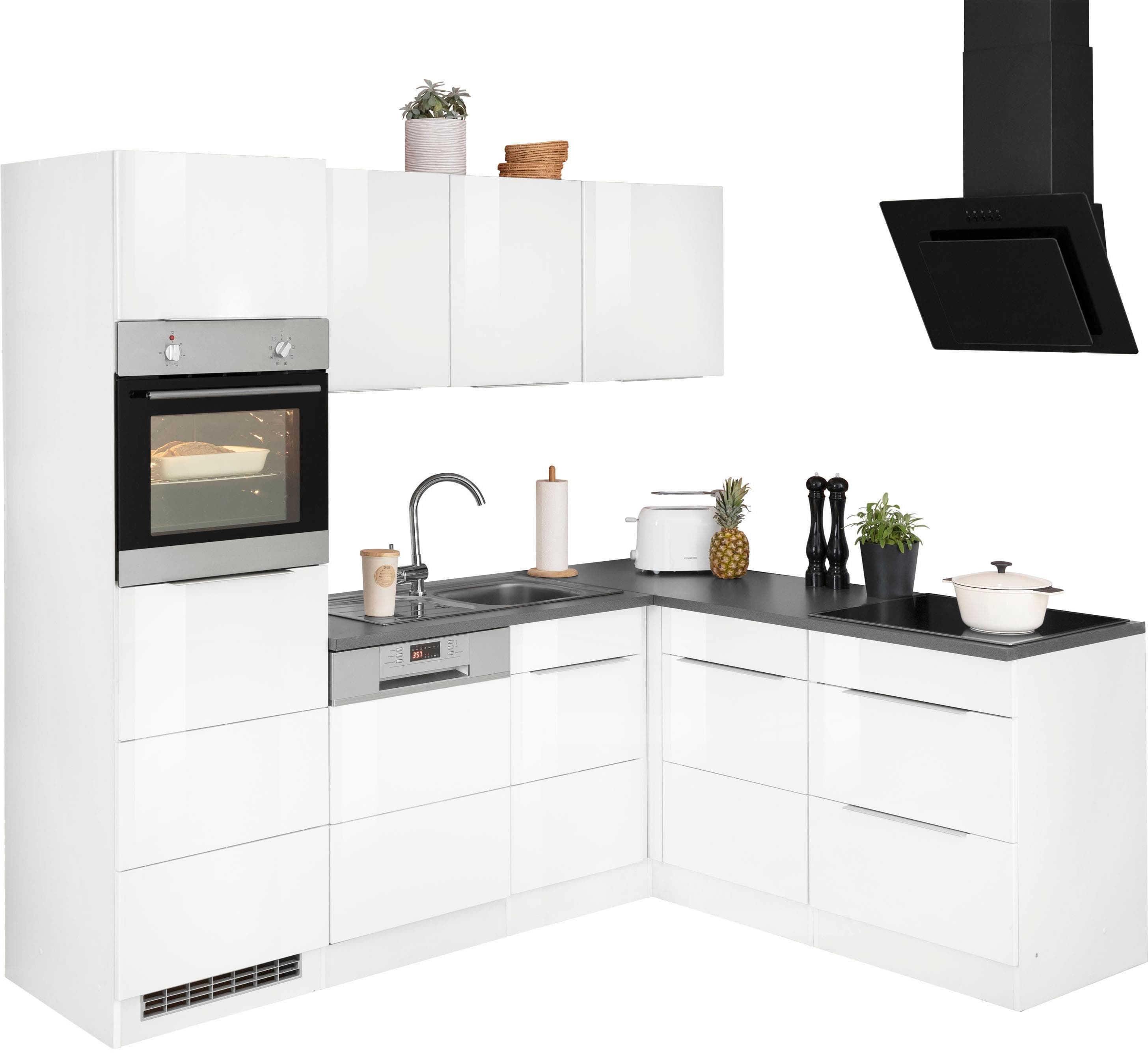 Kochstation Winkelküche KS-Brindisi Weiß Hochglanz