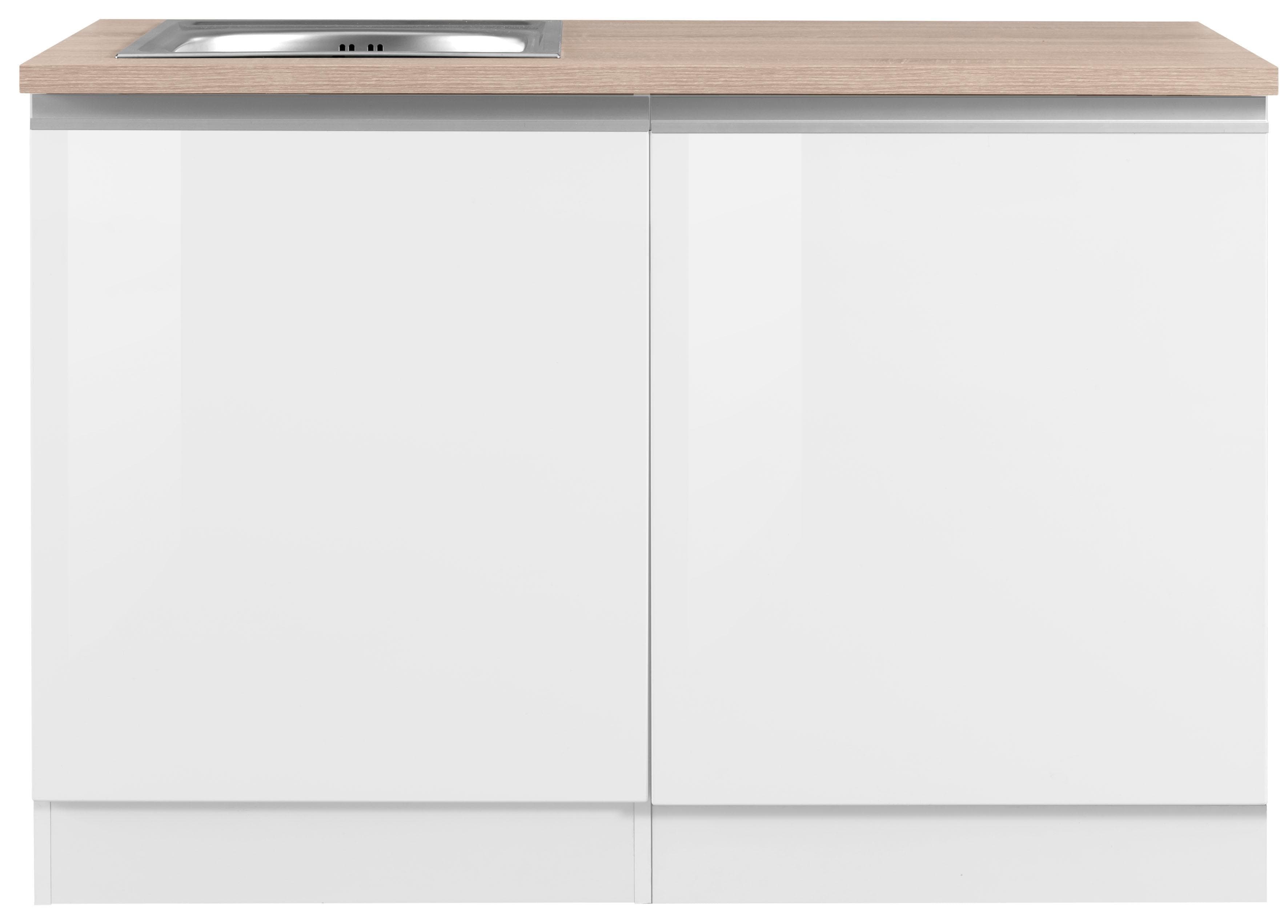KOCHSTATION Spülenschrank KS-Ohio Weiß Hochglanz mit Spüle