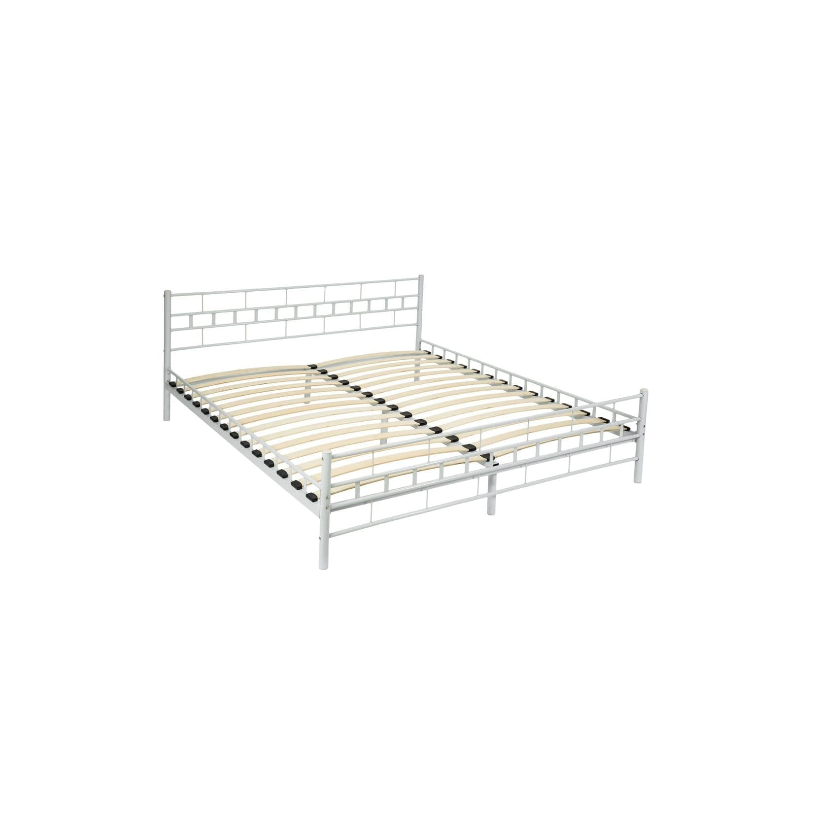 TecTake Metallbett mit integriertem Lattenrost und bodenschonenden Kappen