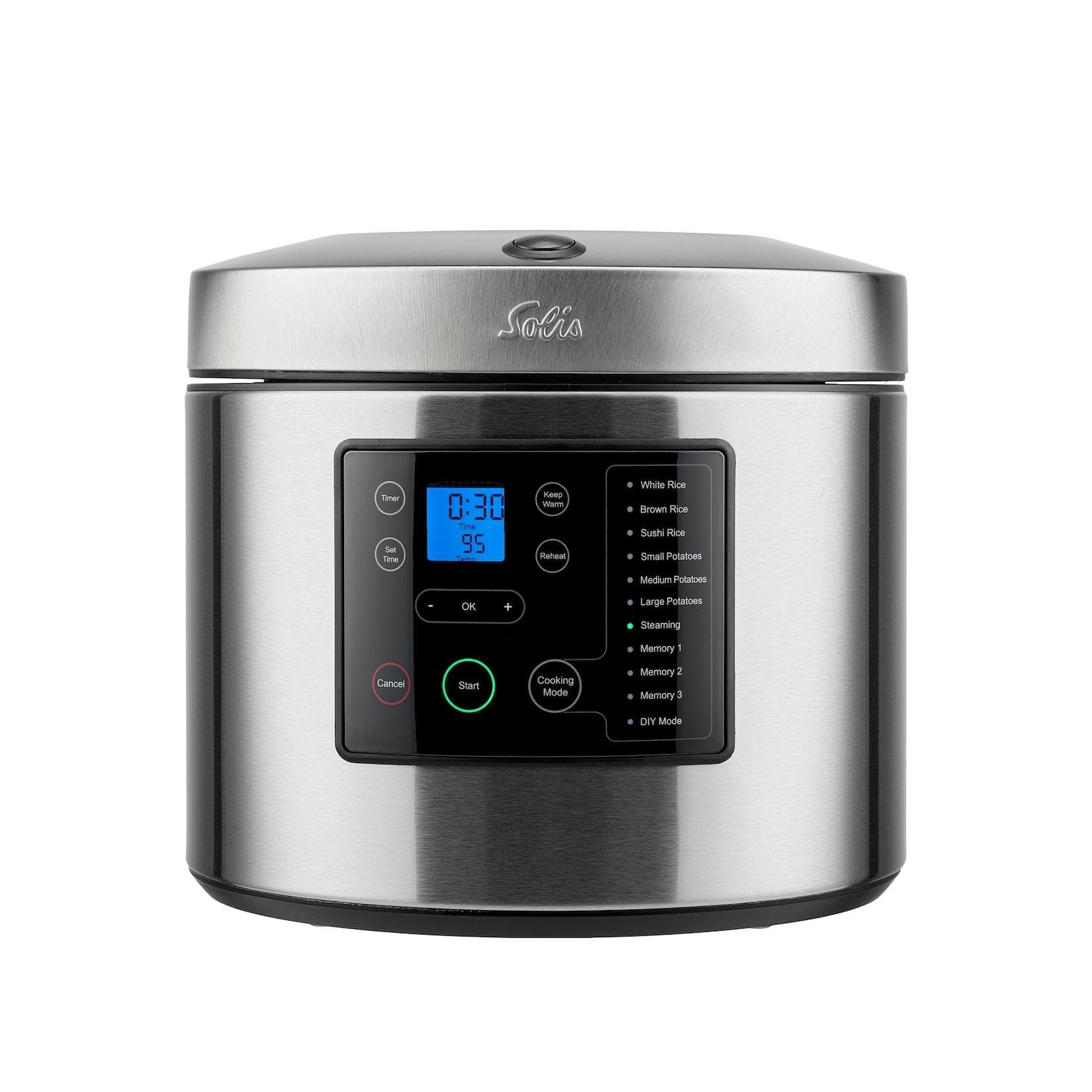 Solis Reiskocher & Dampfgarer 850 W 5L Volumen 3D Heizsystem Timer