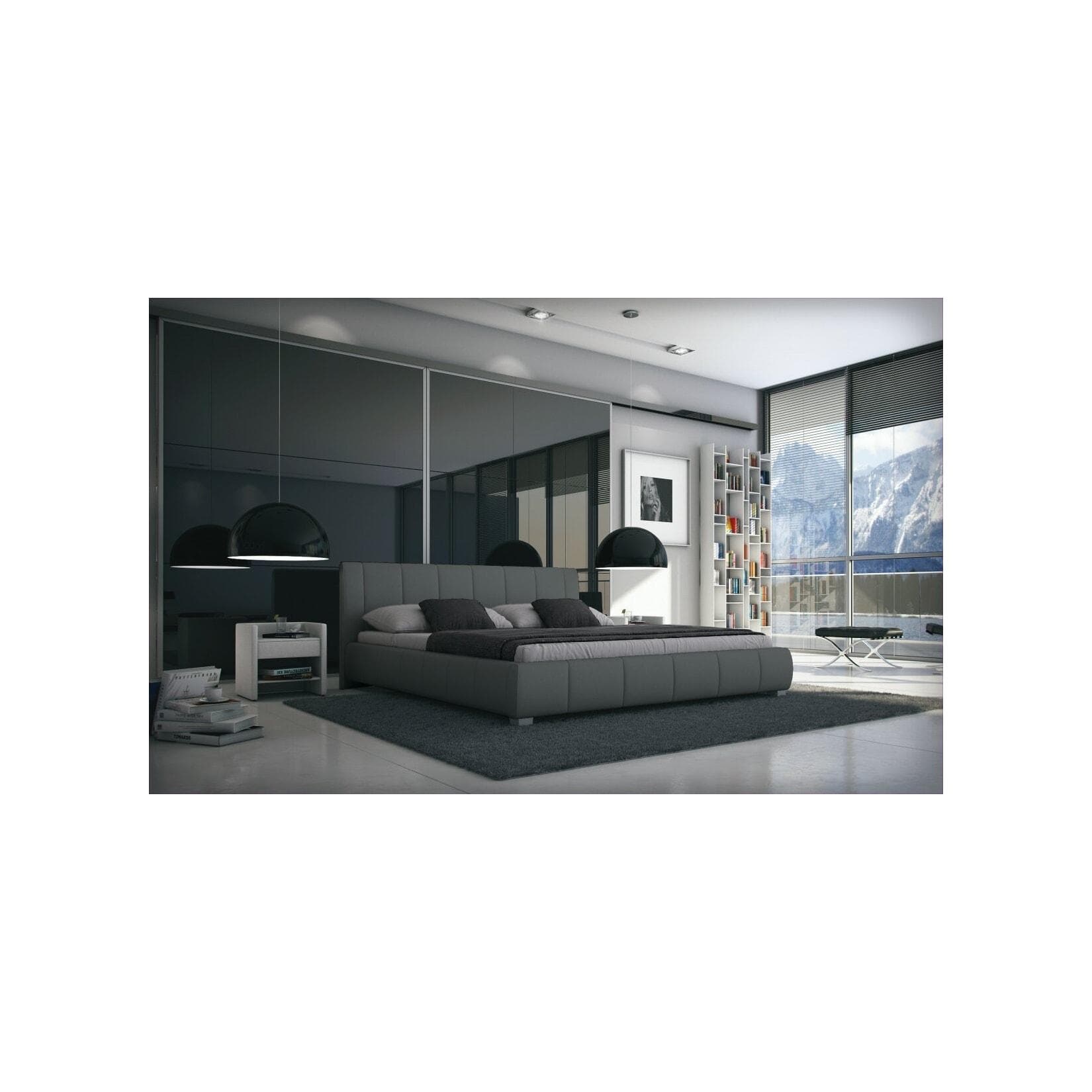 Sedex Bett Luna Grau 140x200cm Kunstleder Polsterbett