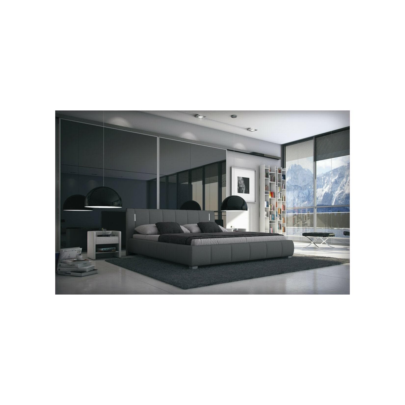 Sedex Bett Luna Grau mit LED Beleuchtung Polsterbett