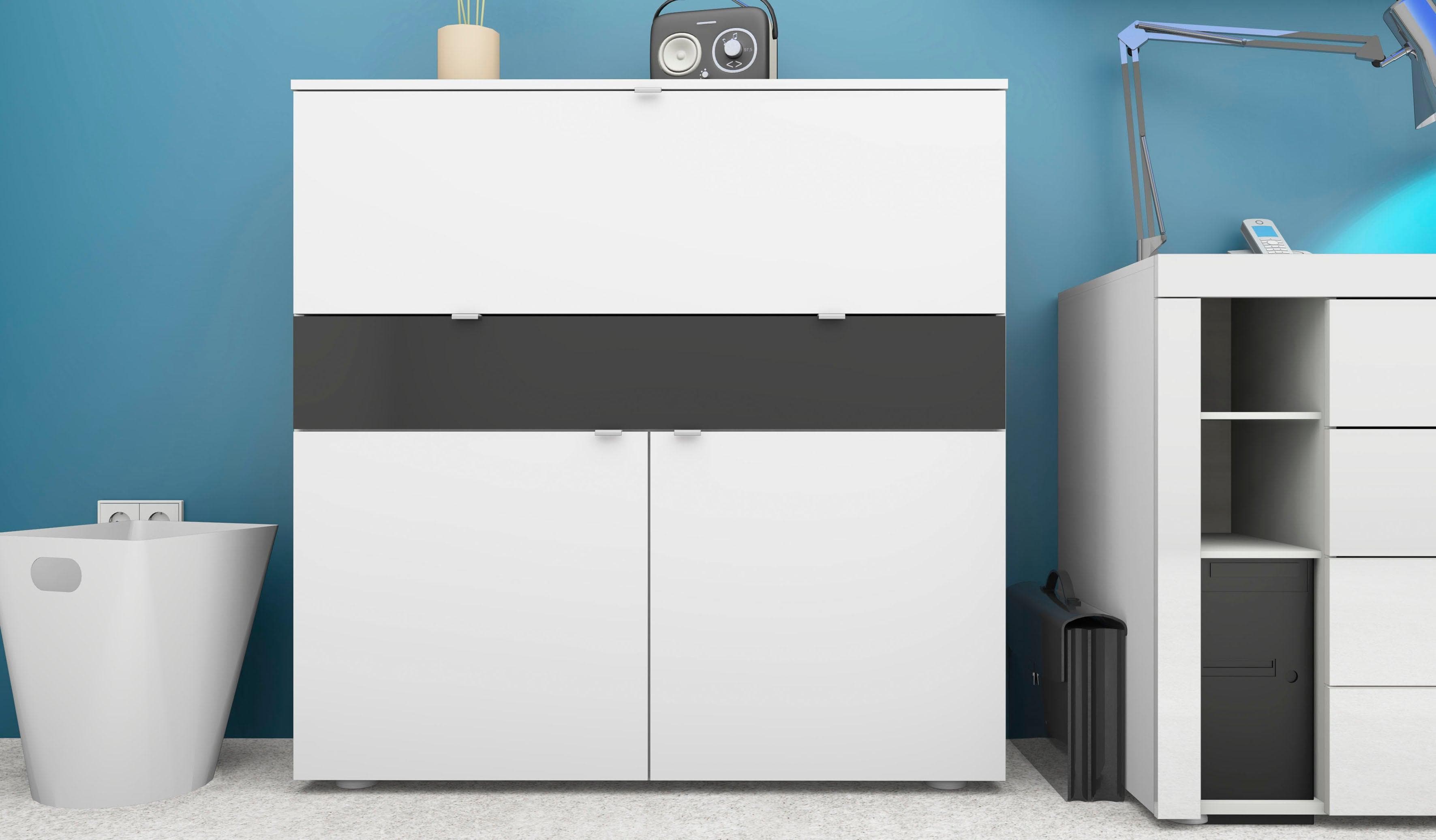 BORCHARDT MÖBEL Sekretär Dolly Weiß Graphit mit Klappfunktion