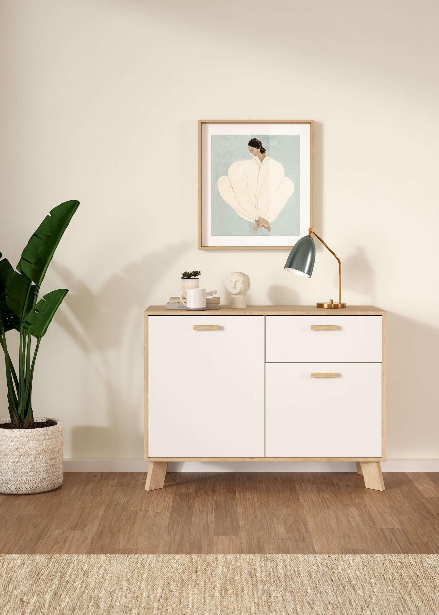 Sideboard ANDAS Ikast Weiß mit Schubladen und Türen