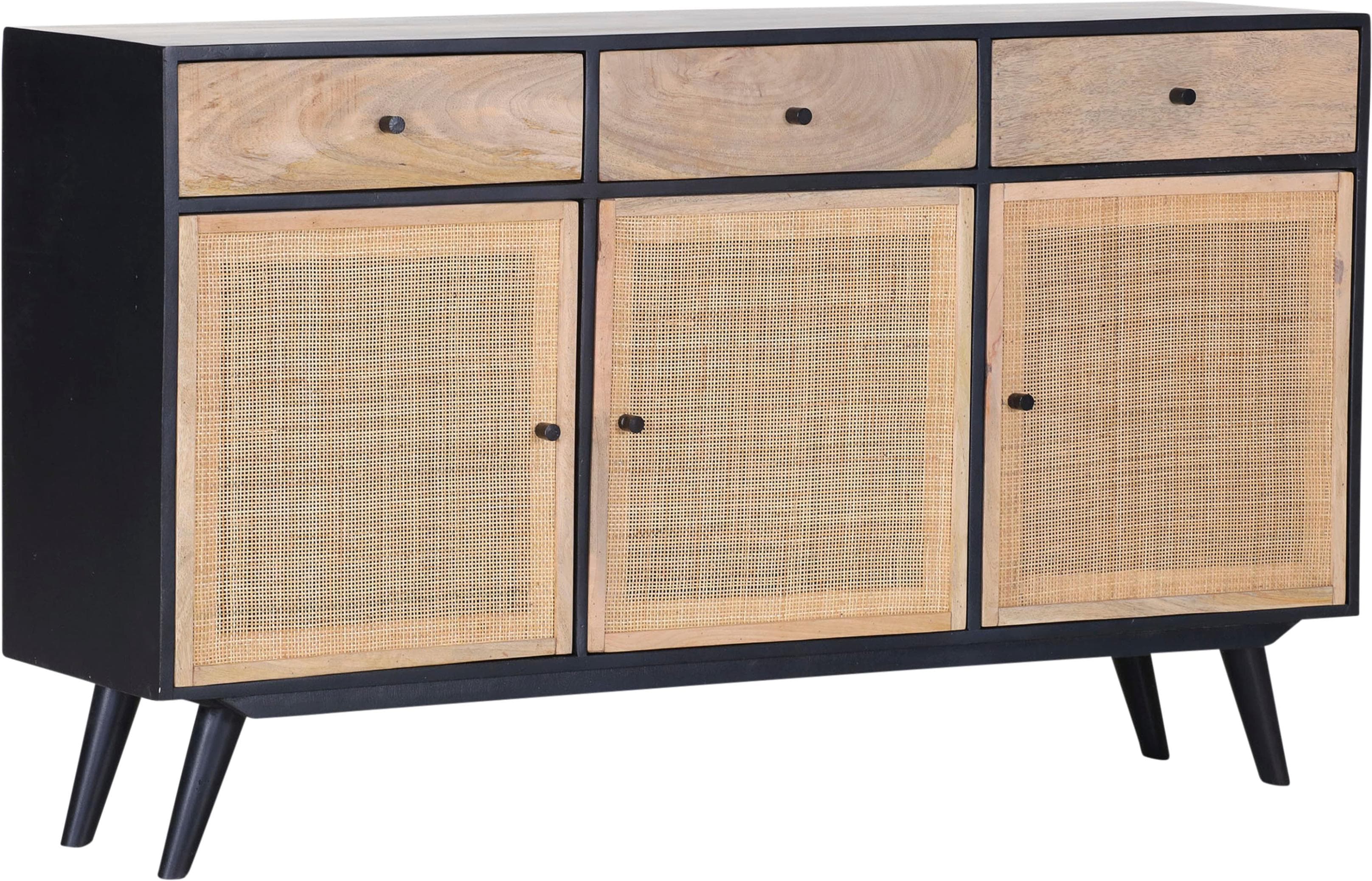 GUTMANN FACTORY Sideboard Linus Schwarz/Natur Massivholz