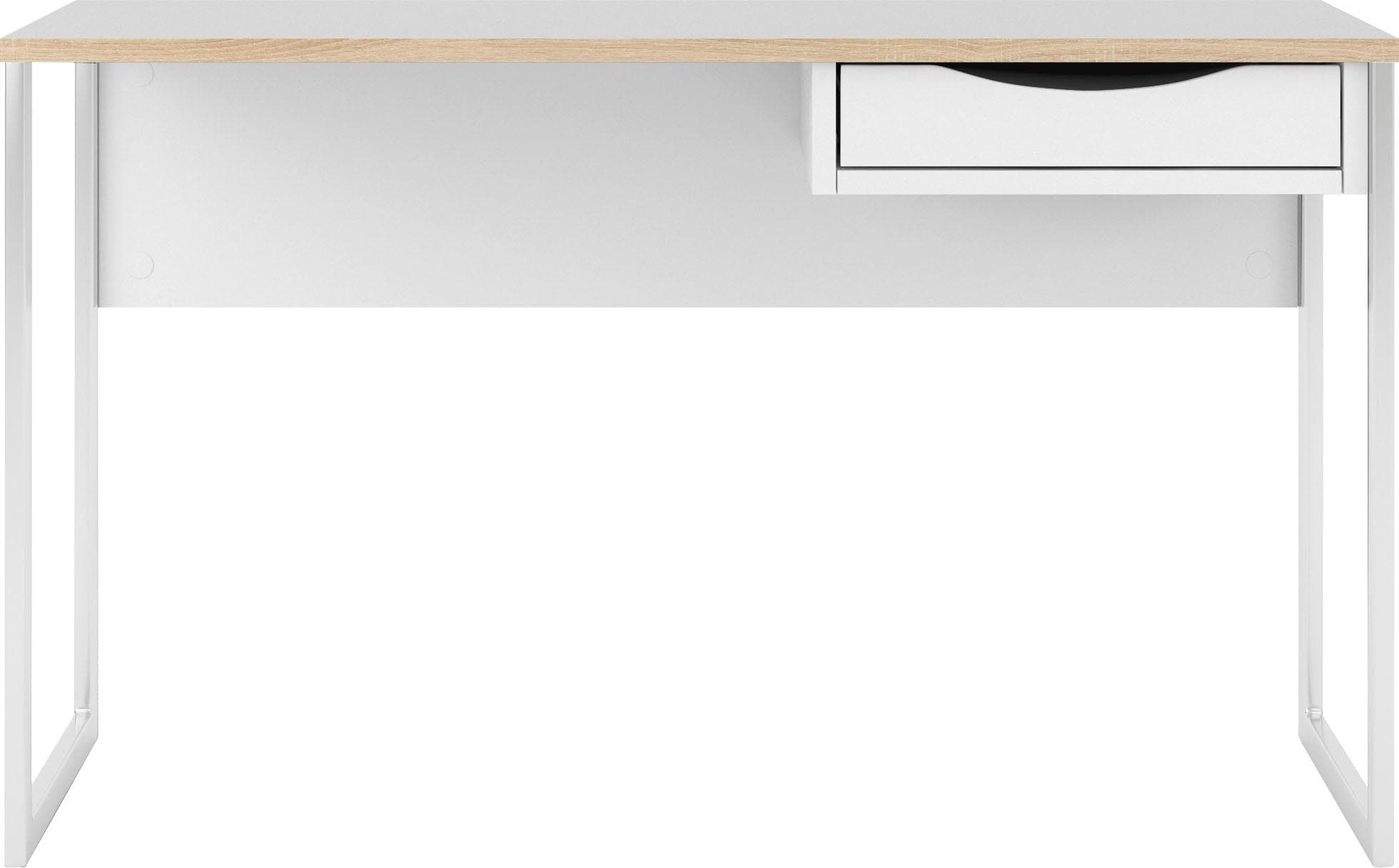 Zeitloser Schreibtisch in Weiß und Weiß matt