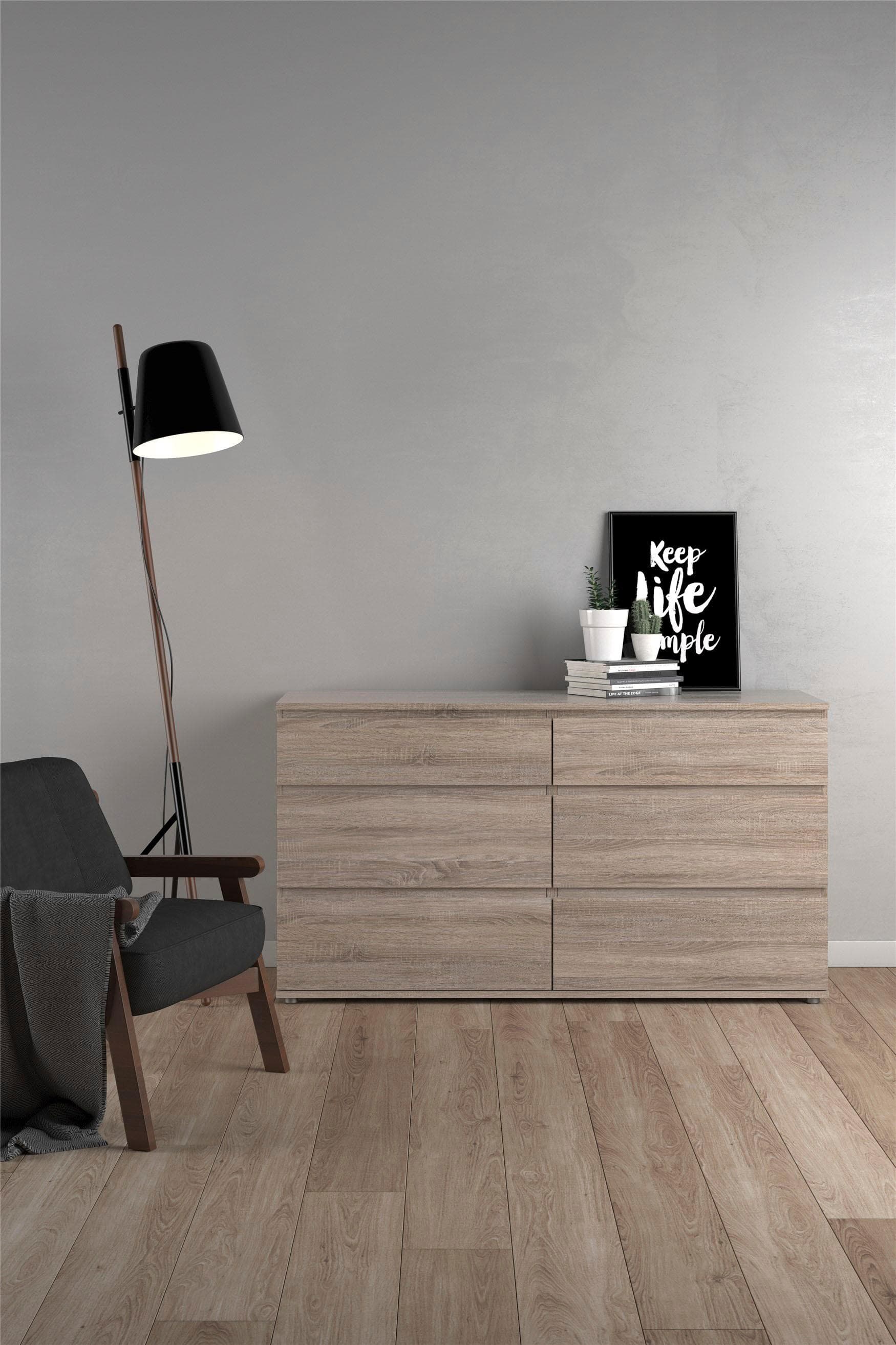 INOSIGN Kommode Nova Braun Grifflos 6 Schubladen Stauraum