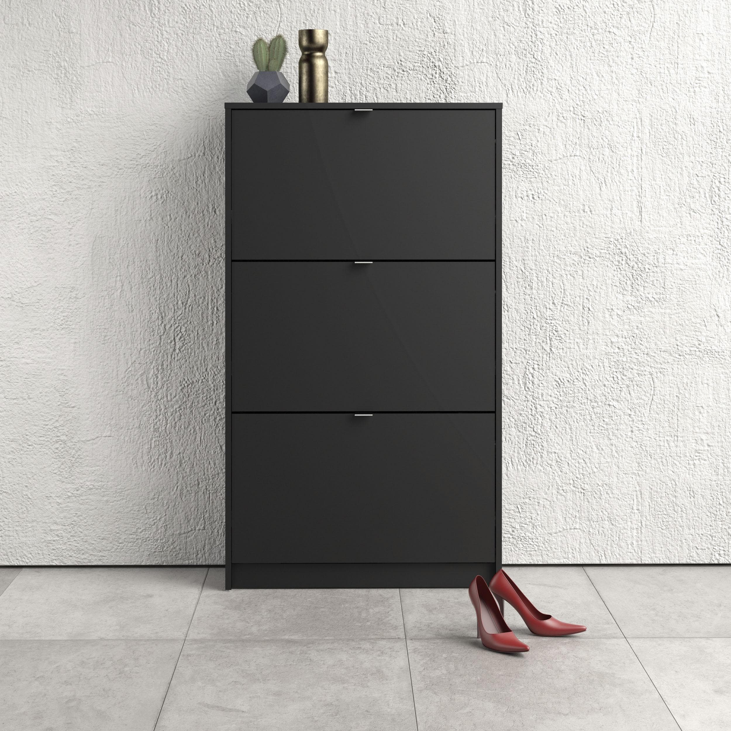 INOSIGN Schuhschwarz Schwarz Matt 3 Klappen Wandmontage