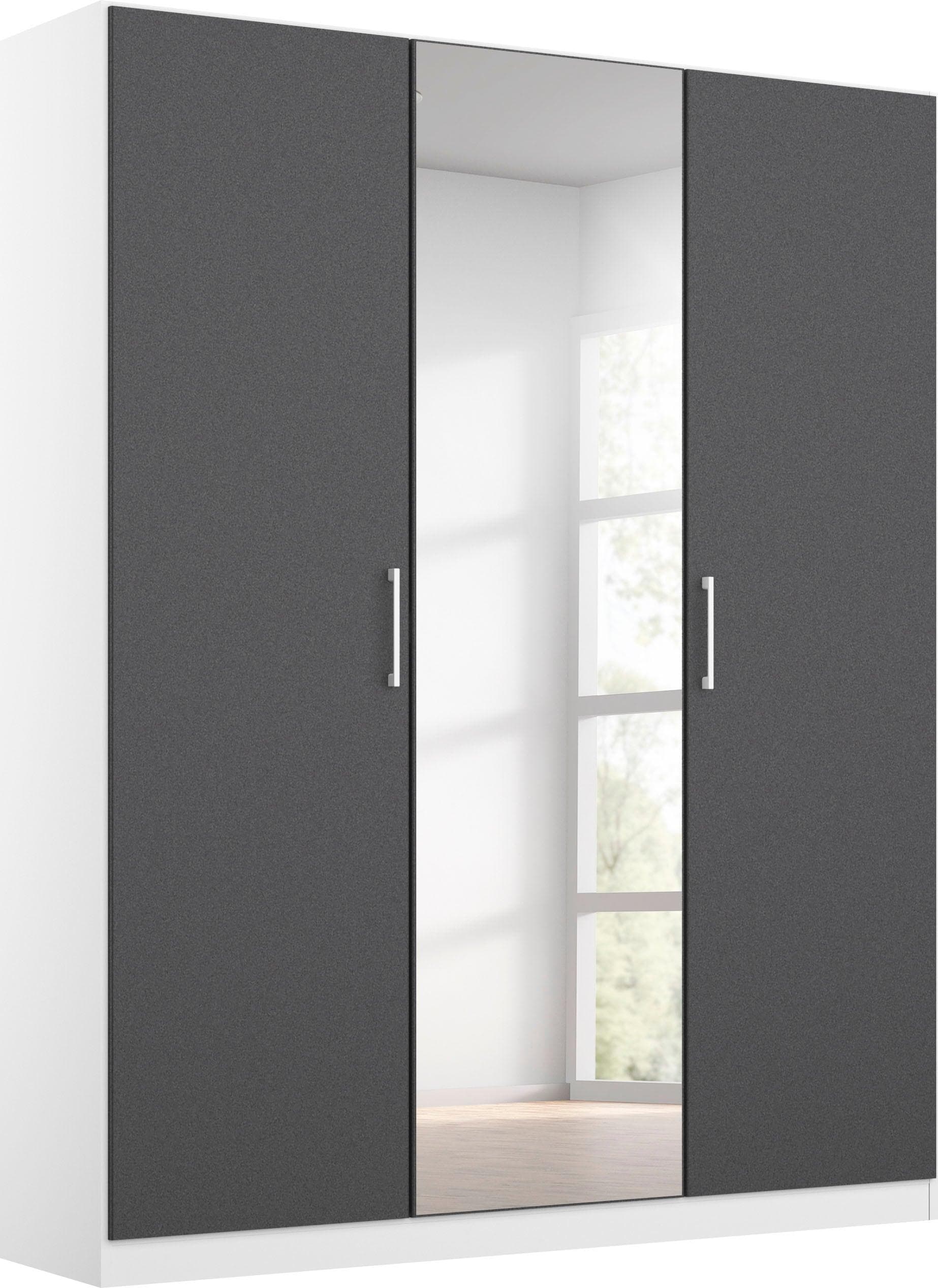 Rauch COSMO Drehtürenschrank Weiß/Grau mit Spiegel