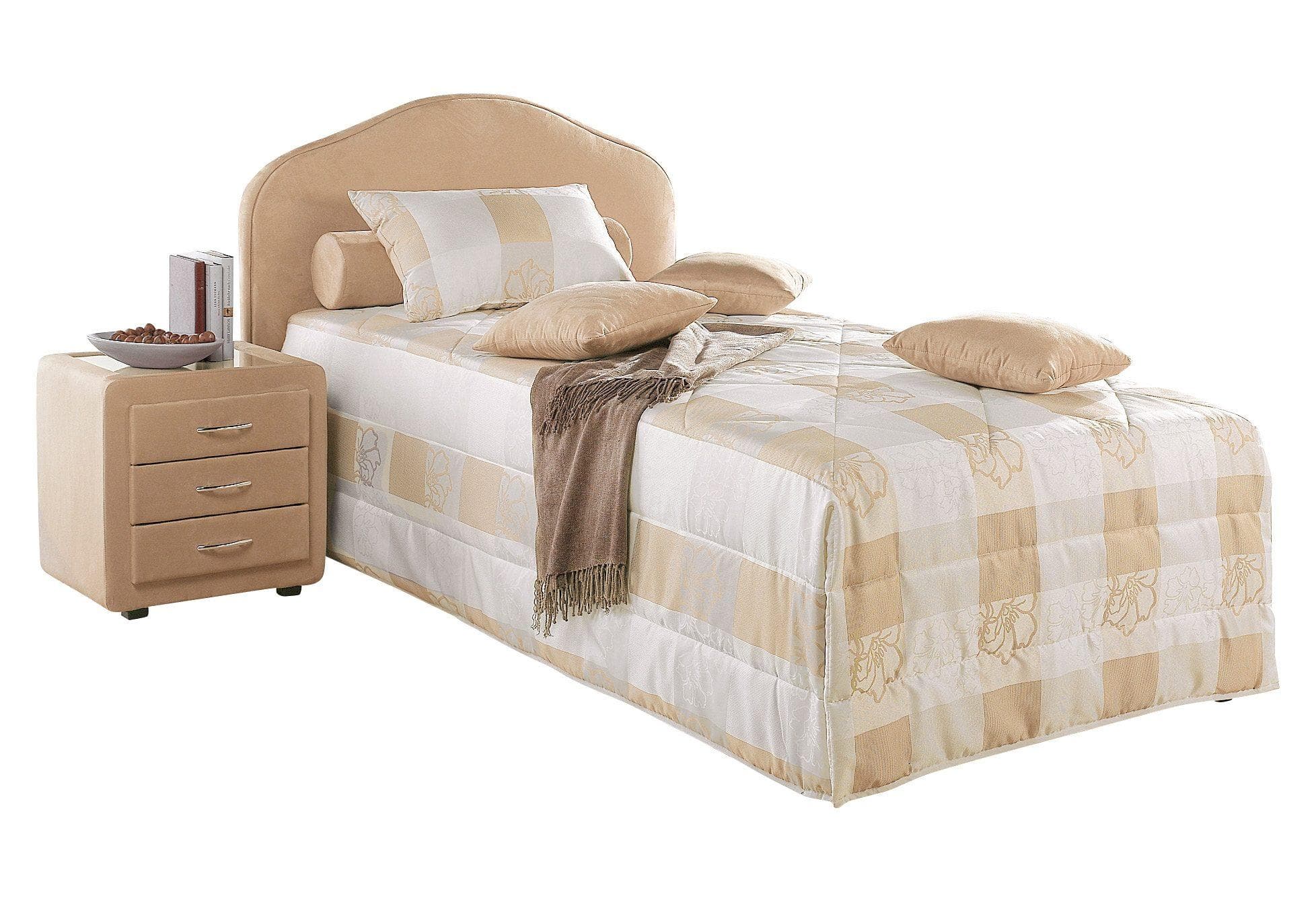 Polsterbett MAINTAL Beige Motorrahmen Bettkasten