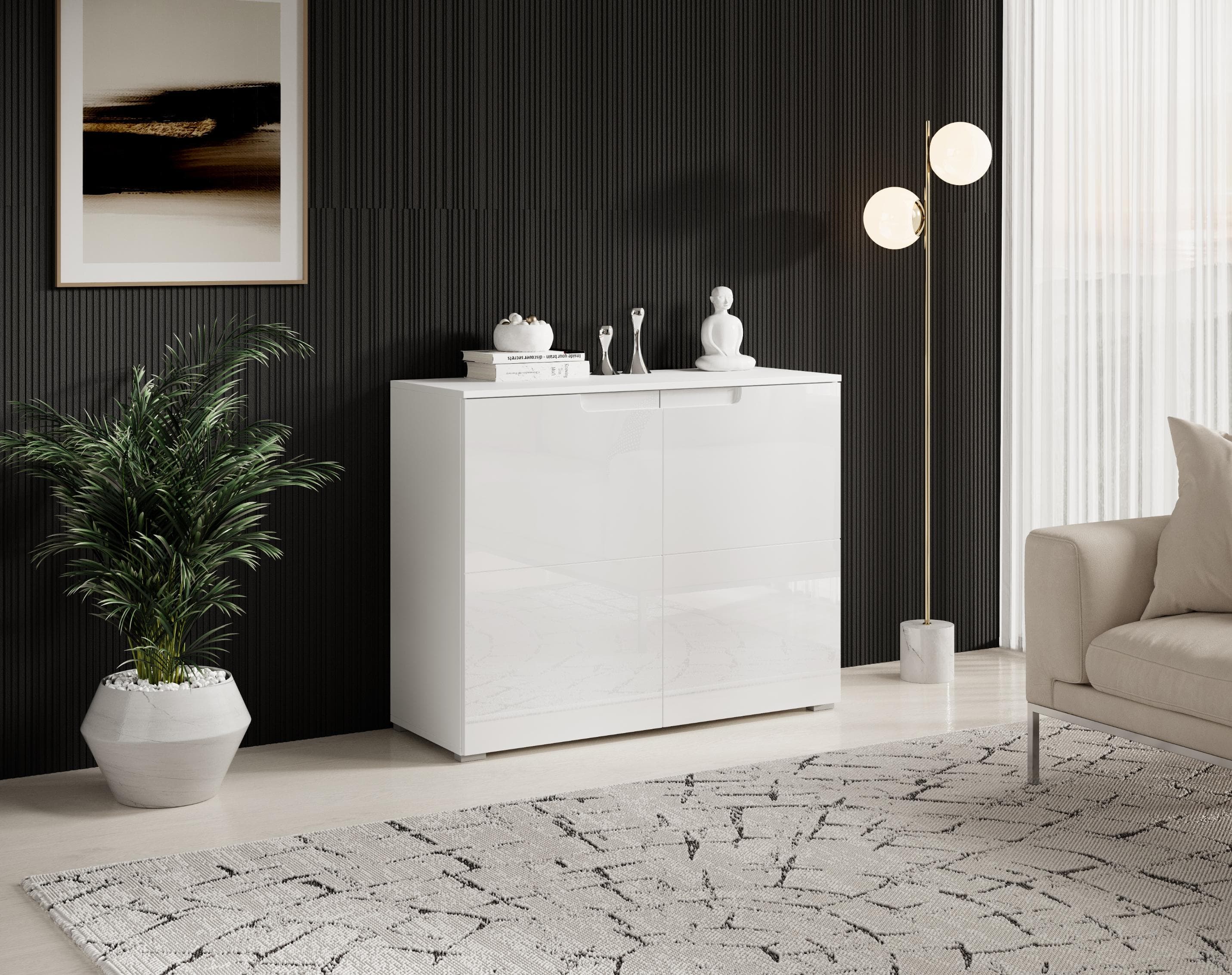 Kommode HBZ Spice weiß Hochglanz 2 Türen 2 Einlegeböden