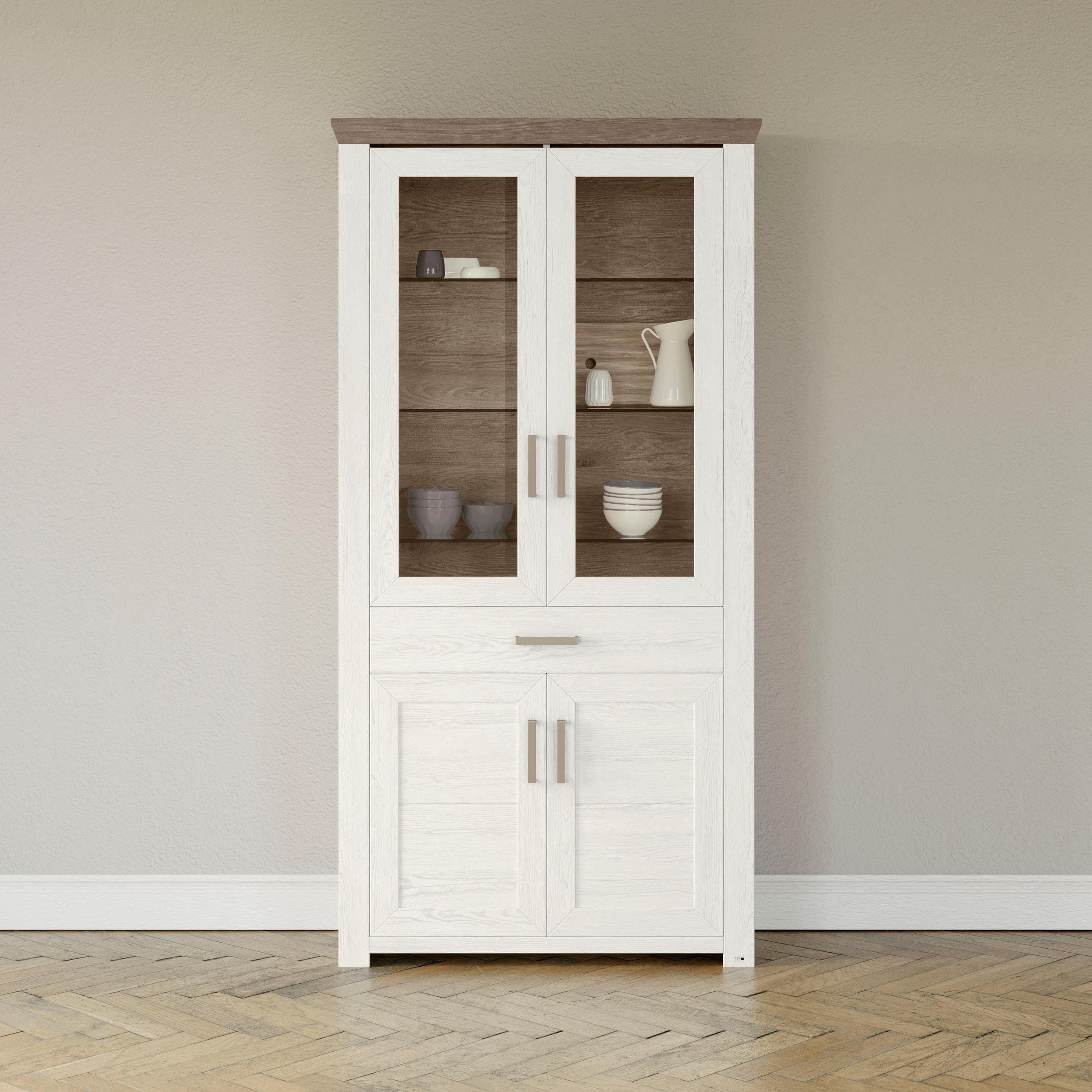 Standvitrine York Weiß Eiche Hell Set One by Musterring