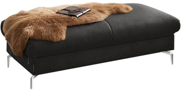 W.SCHILLIG Polsterhocker piedroo Anthrazit Leder Chrom Füße