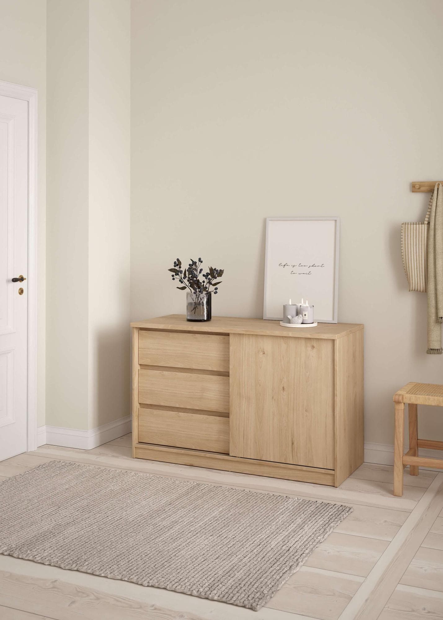 Sideboard INOSIGN Naia Braun 3 Schubladen Schiebetür