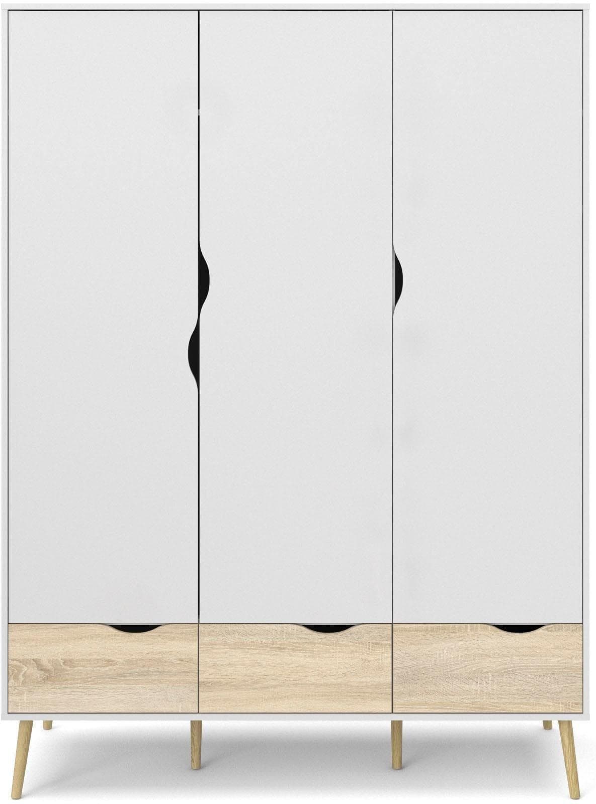 Drehtürenschrank mit 3 Türen und Schubladen - viel Stauraum