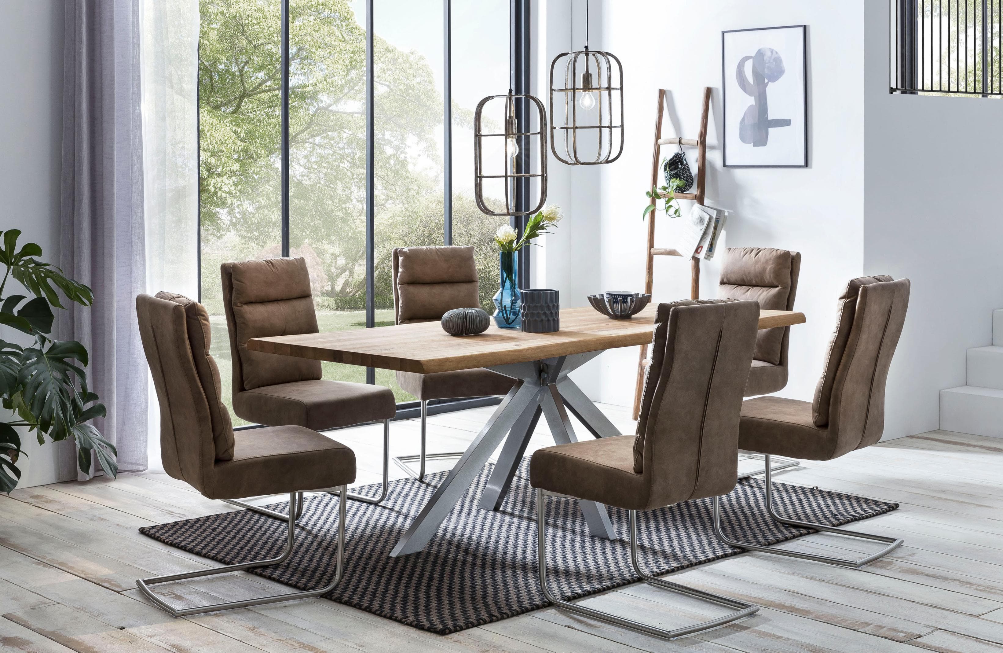 Home Affaire Esstisch Tristan Wildeiche Natur 5-Stern-Gestell