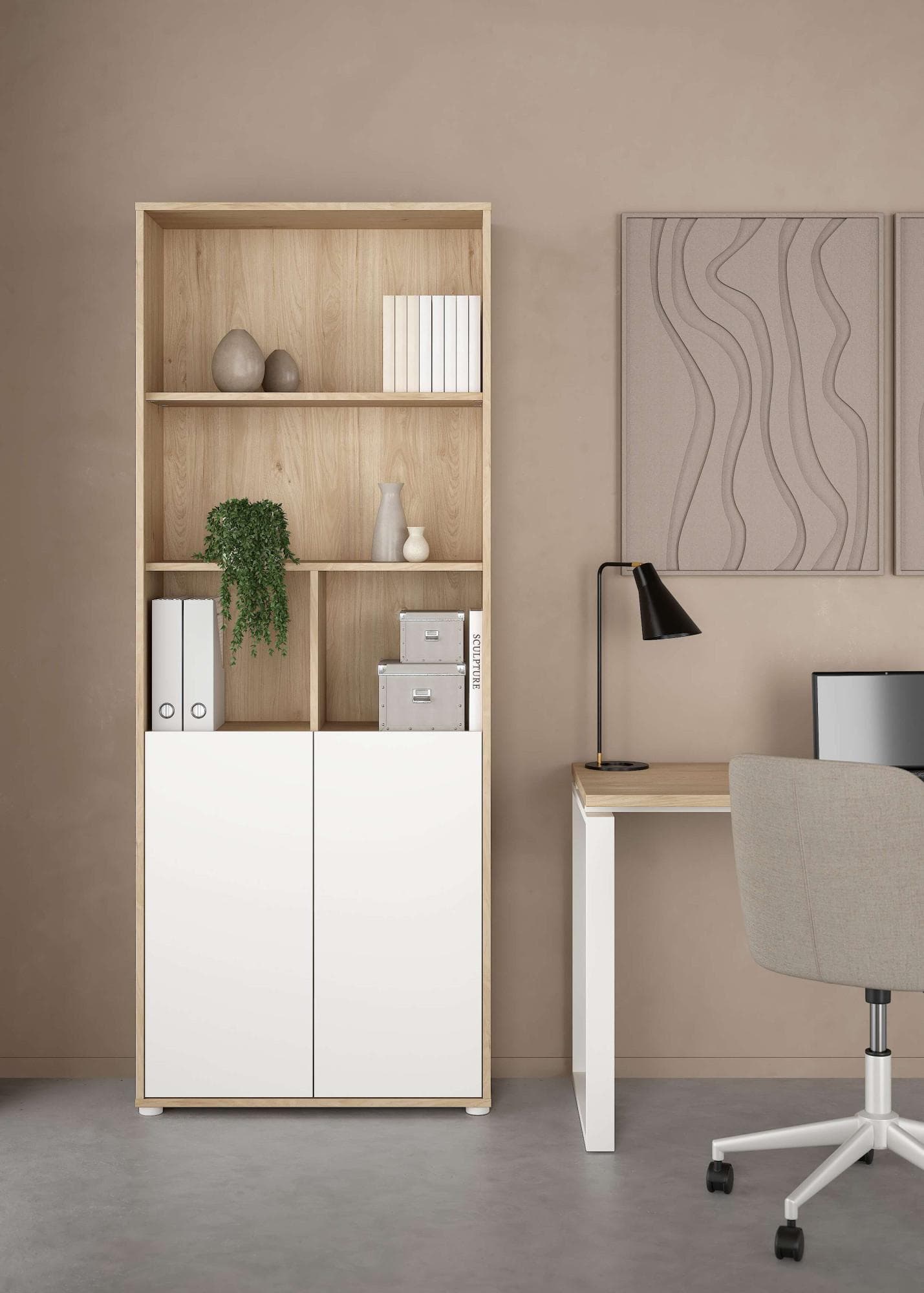 INOSIGN Bücherregal Sign Weiß Jackson Hickory 2 Türen 4 Böden