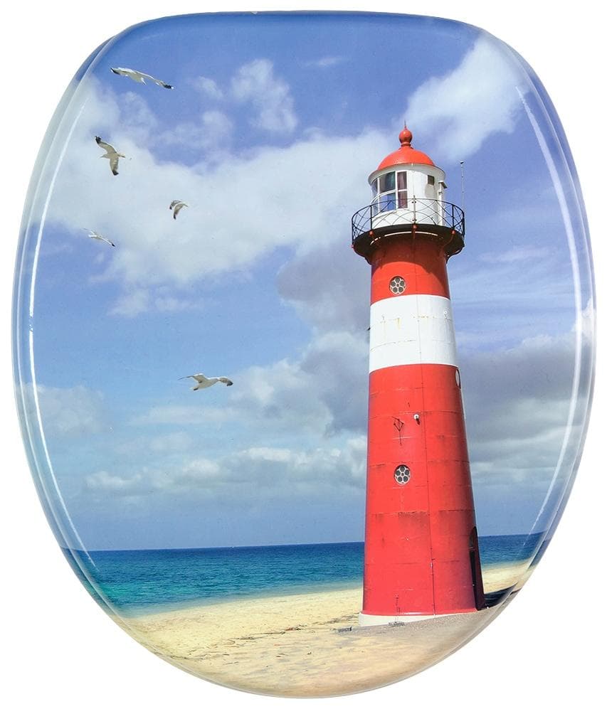 Sanilo WC-Sitz Leuchtturm Bunt Blau Rot Sand MDF Hochglanz