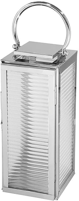 Fink Kerzenlaterne MALAGA: Silberfarbene Sturmlaterne aus Edelstahl und Glas