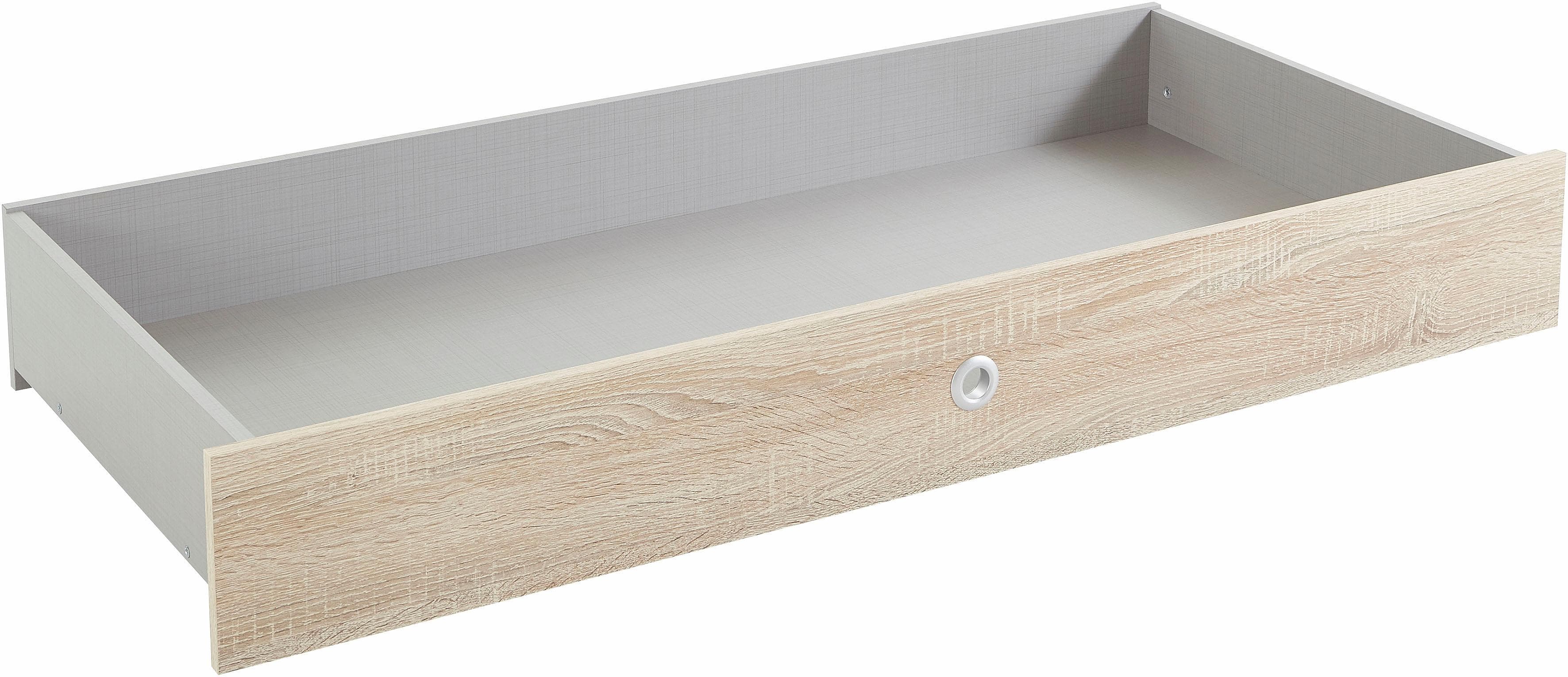 Bettschubkasten aus Eiche-Sägerau mit Rollen