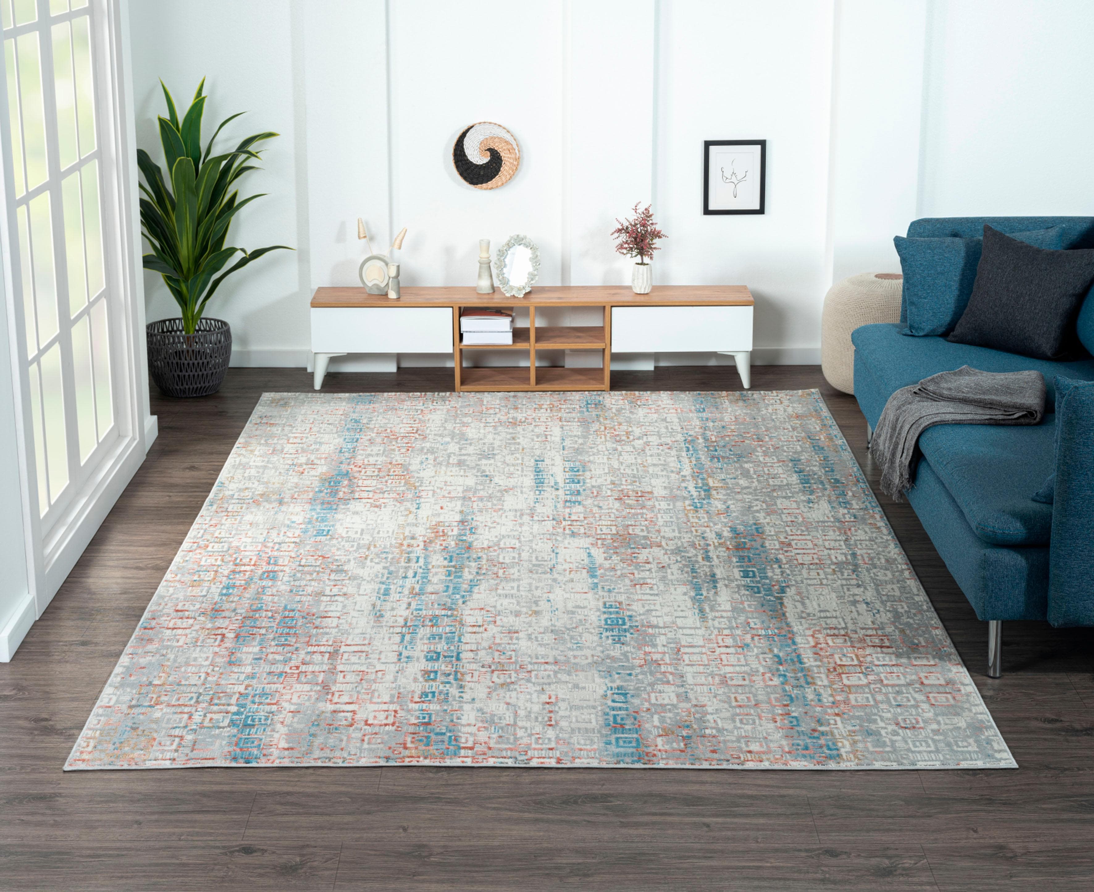 MyFlair Teppich My Roots Retro-Design Beige Grau Orange