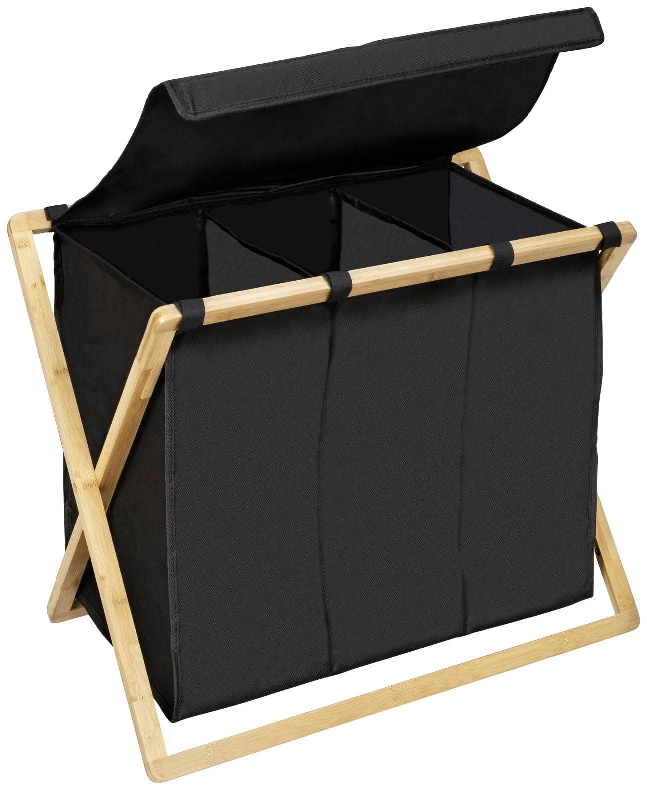 WENKO Wäschekorb Bambus - Umweltfreundlich & Sortierfächer