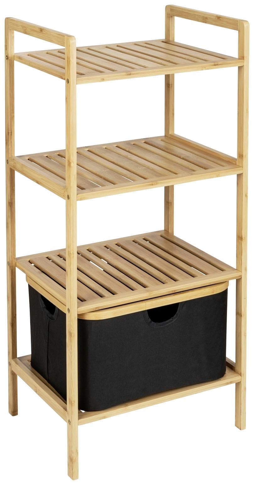 WENKO Regal Ecori Bambus Beige Schwarz 3 Etagen