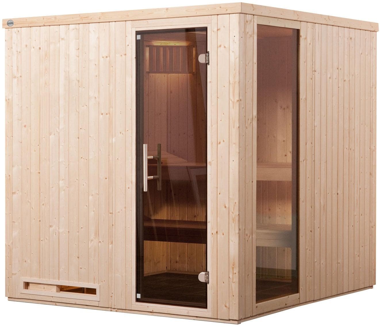 Moderne Sauna aus Glas und Graphit