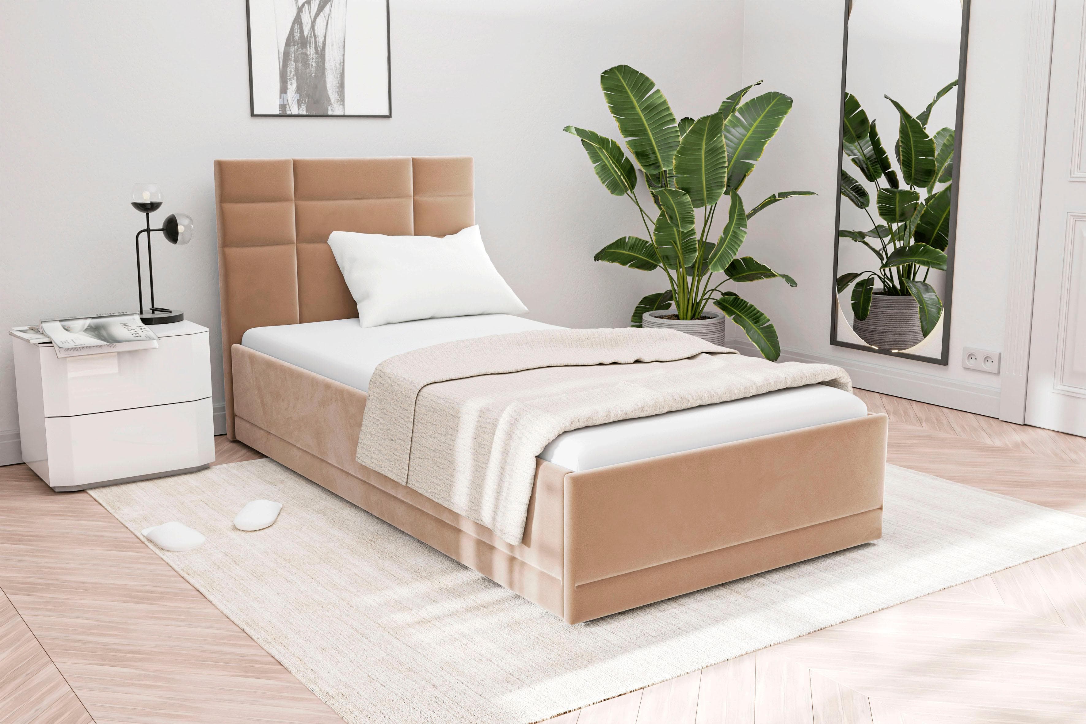 Westfalia Schlafkomfort Polsterbett Prag Beige mit Bettkasten