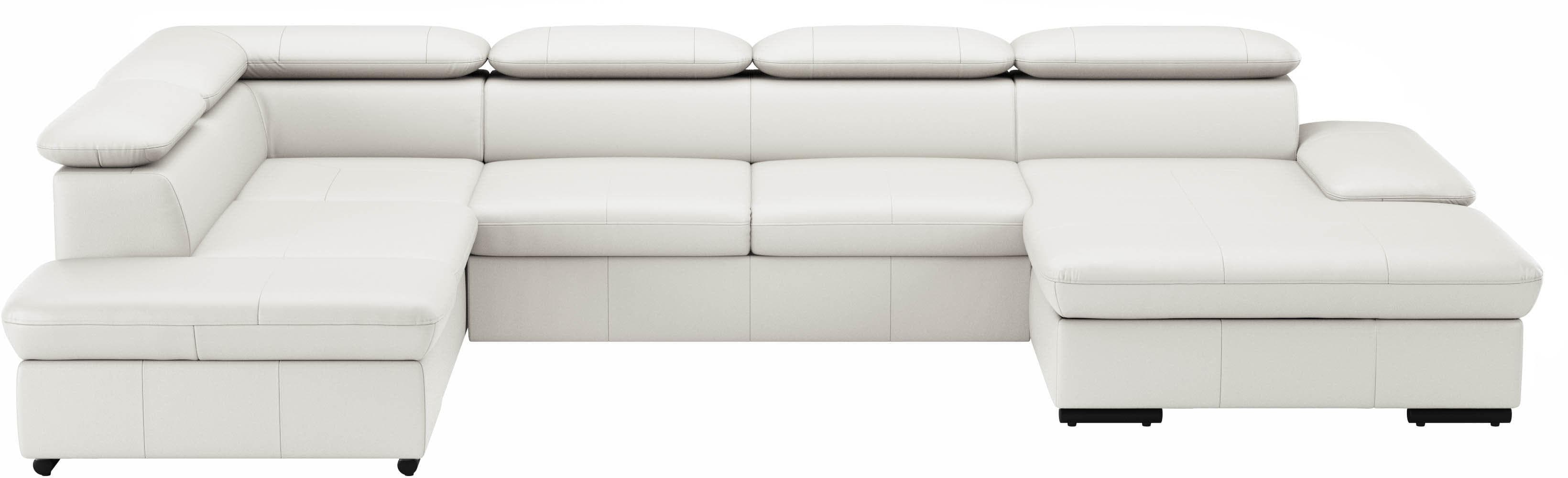 SIT & MORE Wohnlandschaft Alcudia U-Form Weiß mit Kopfteilverstellung