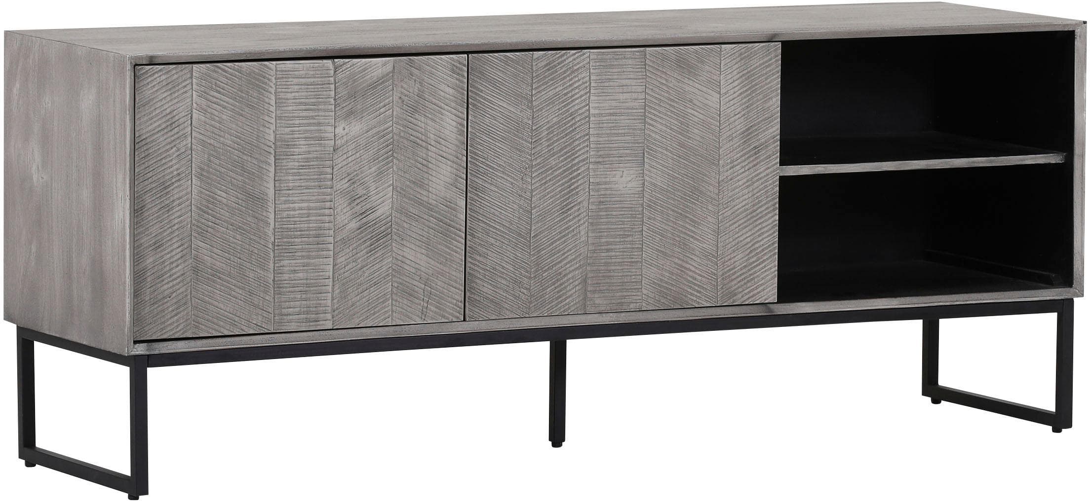 GUTMANN FACTORY Lowboard grau Akazie Massivholz Push-to-Open