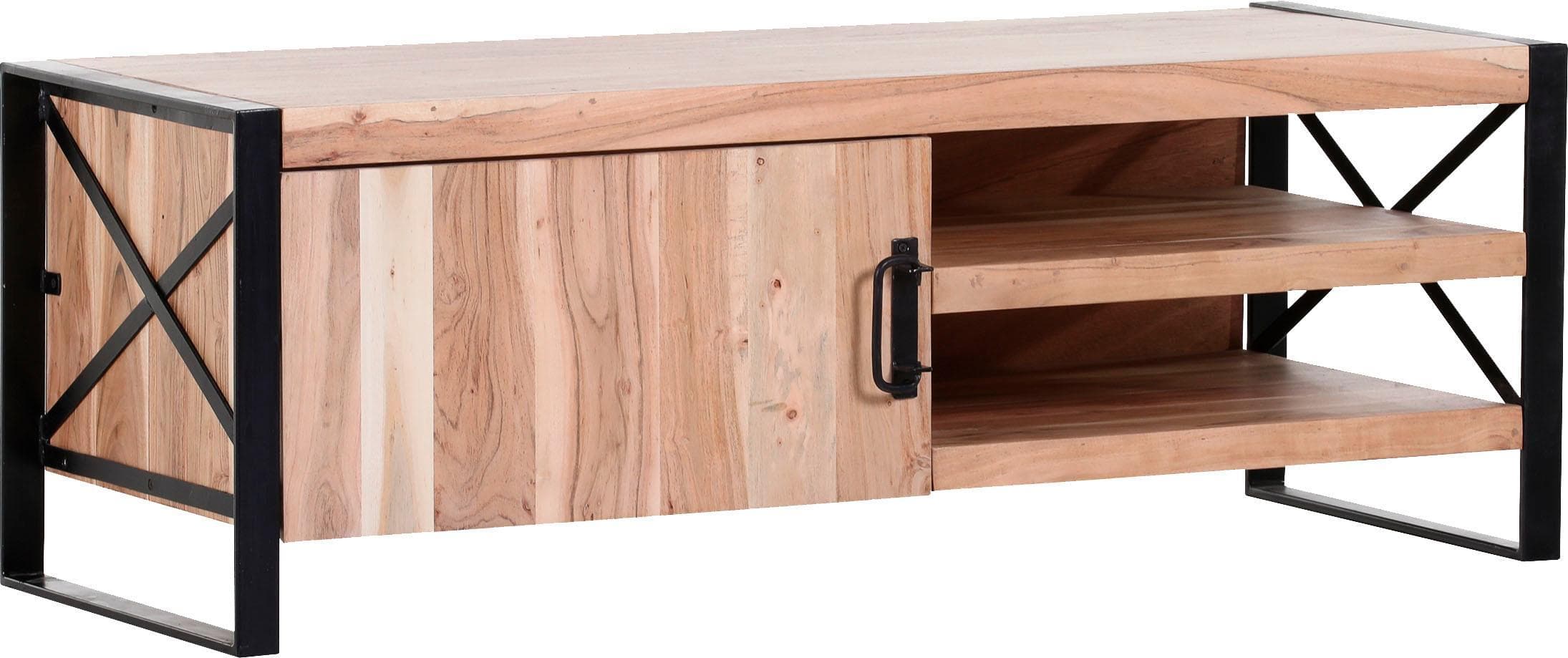 GUTMANN FACTORY Lowboard Downtown Massivholz Schwarz Braun