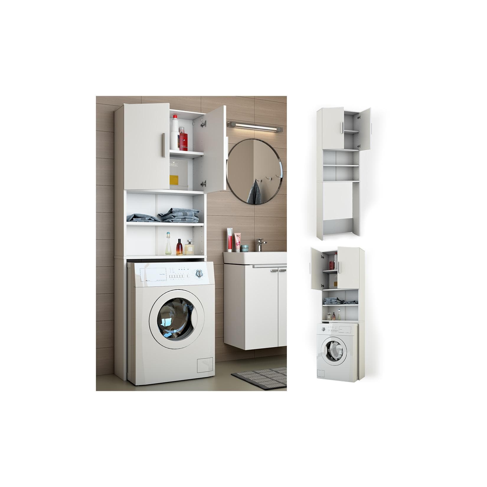 VICCO Waschmaschinenschrank Weiß Hochschrank für Bad