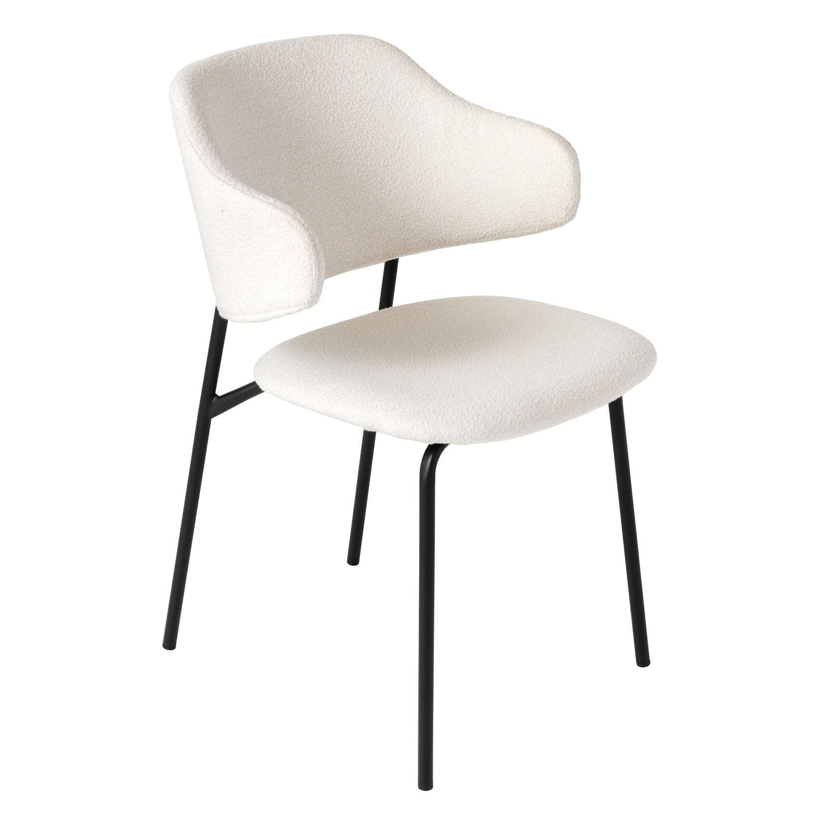 riess-ambiente Stuhl VOGUE Weiß Bouclé Schwarze Metallbeine Retro