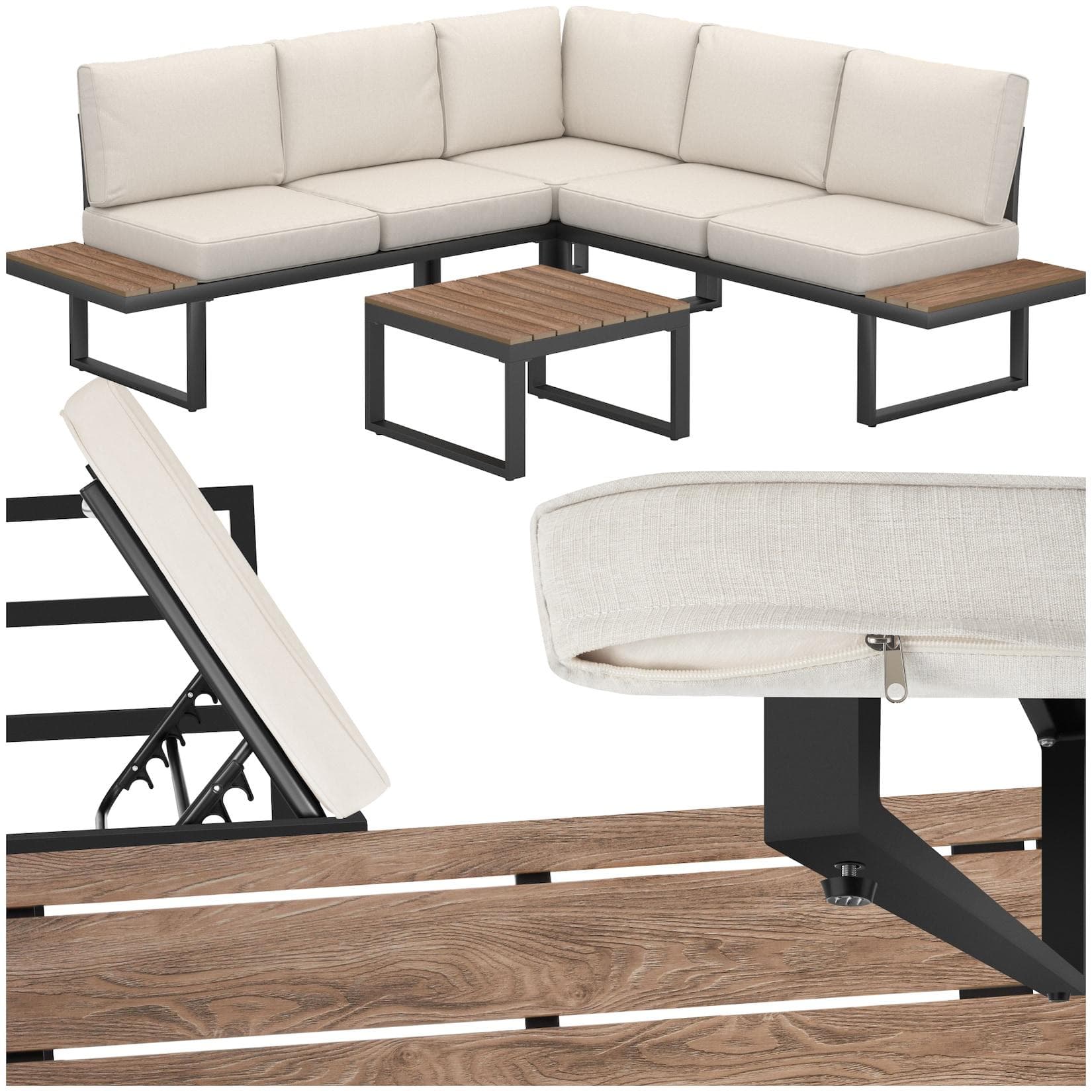 tectake Aluminium Garten-Lounge-Set Eliar wetterfest verstellbar