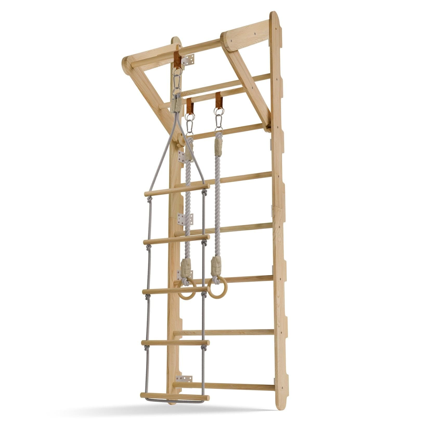 Juskys Sprossenwand für Kinder Indoor Klettergerüst mit Turnringen