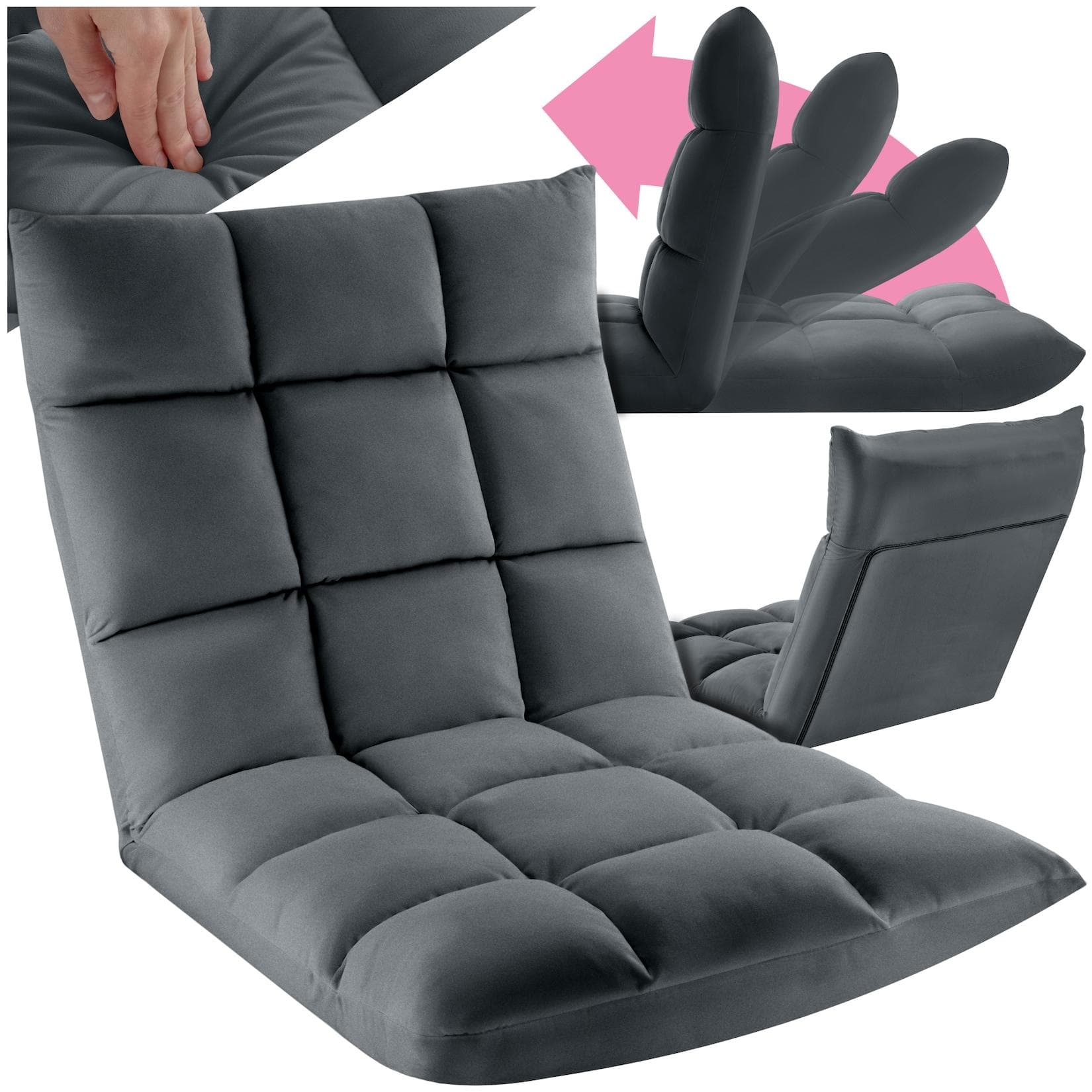 TECTAKE Relaxsessel Snooze Grau Samtbezug Verstellbar