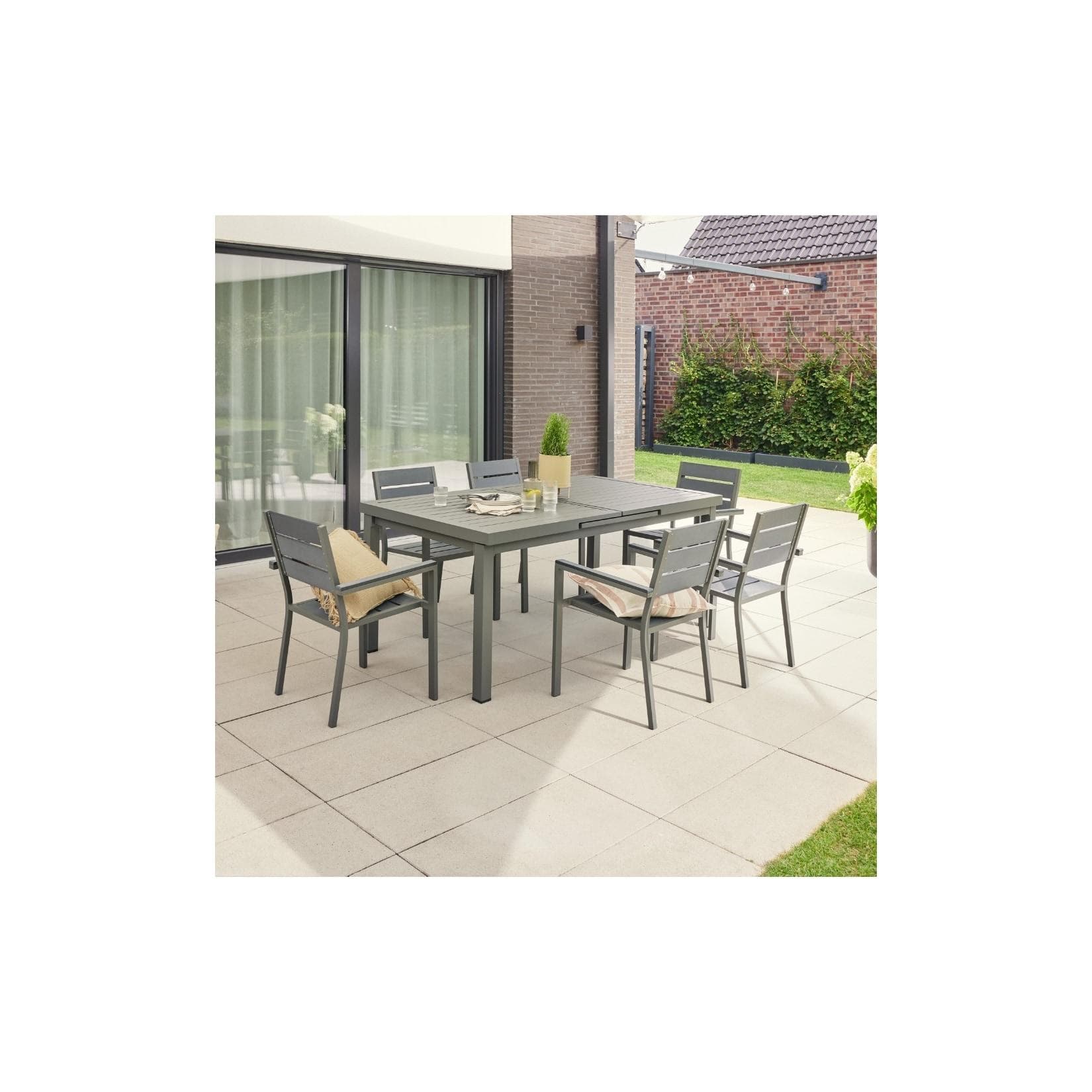 HOME DELUXE Sitzgruppe CALIDO MADERA - Ausziehbarer Gartentisch mit Stühlen