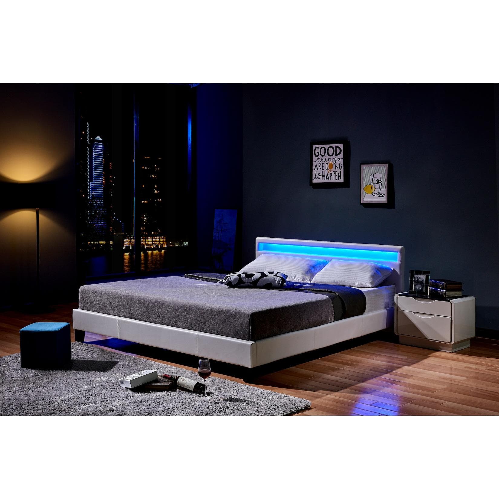 HOME DELUXE LED Bett Astro Modern Weiß 180x200 cm